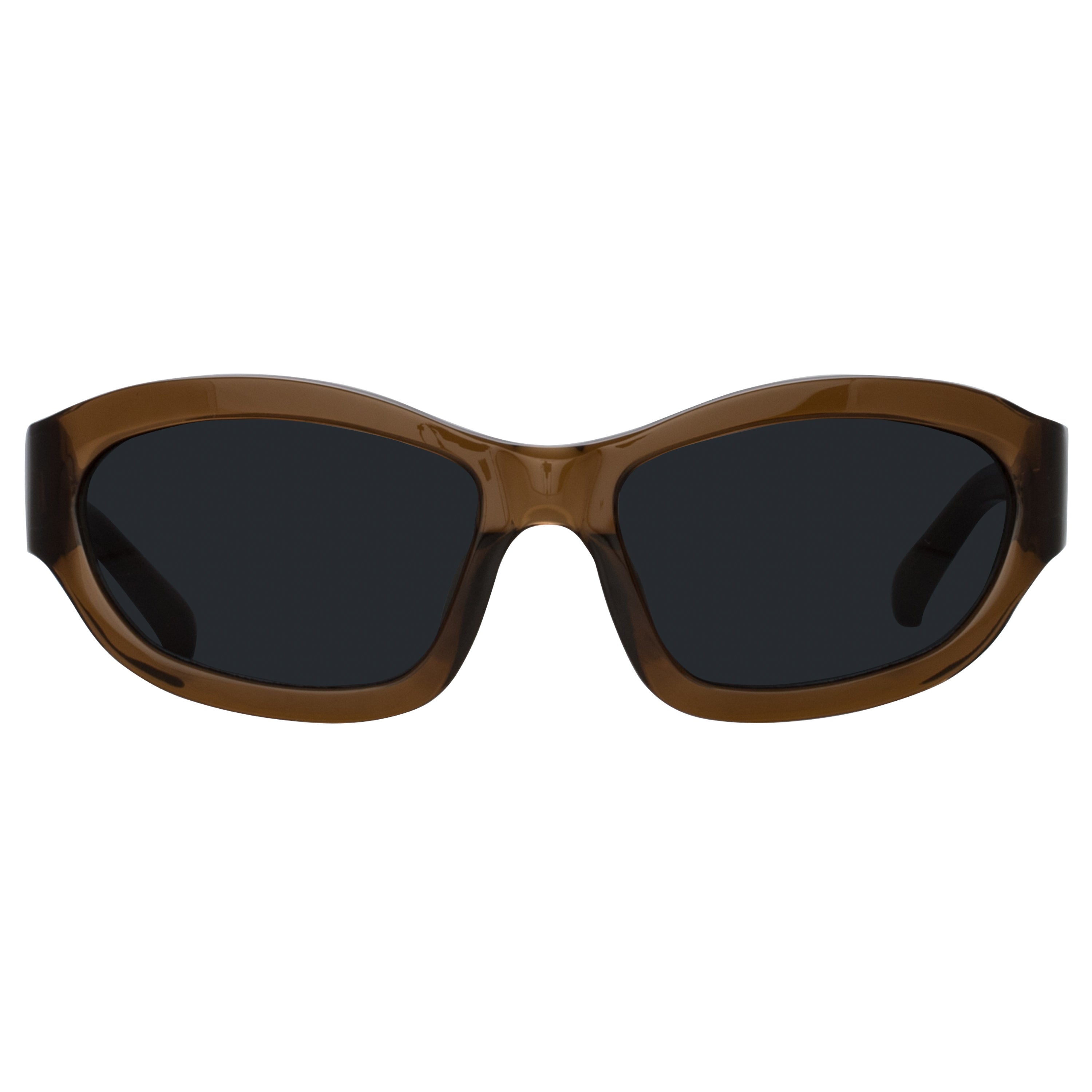 Dries Van Noten Wrap Sunglasses in Dark Camel