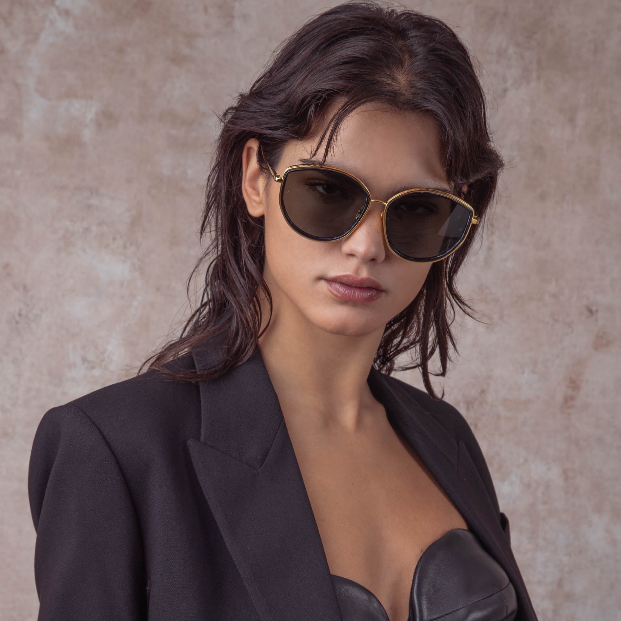 Samara Cat Eye Sunglasses in Yellow Gold