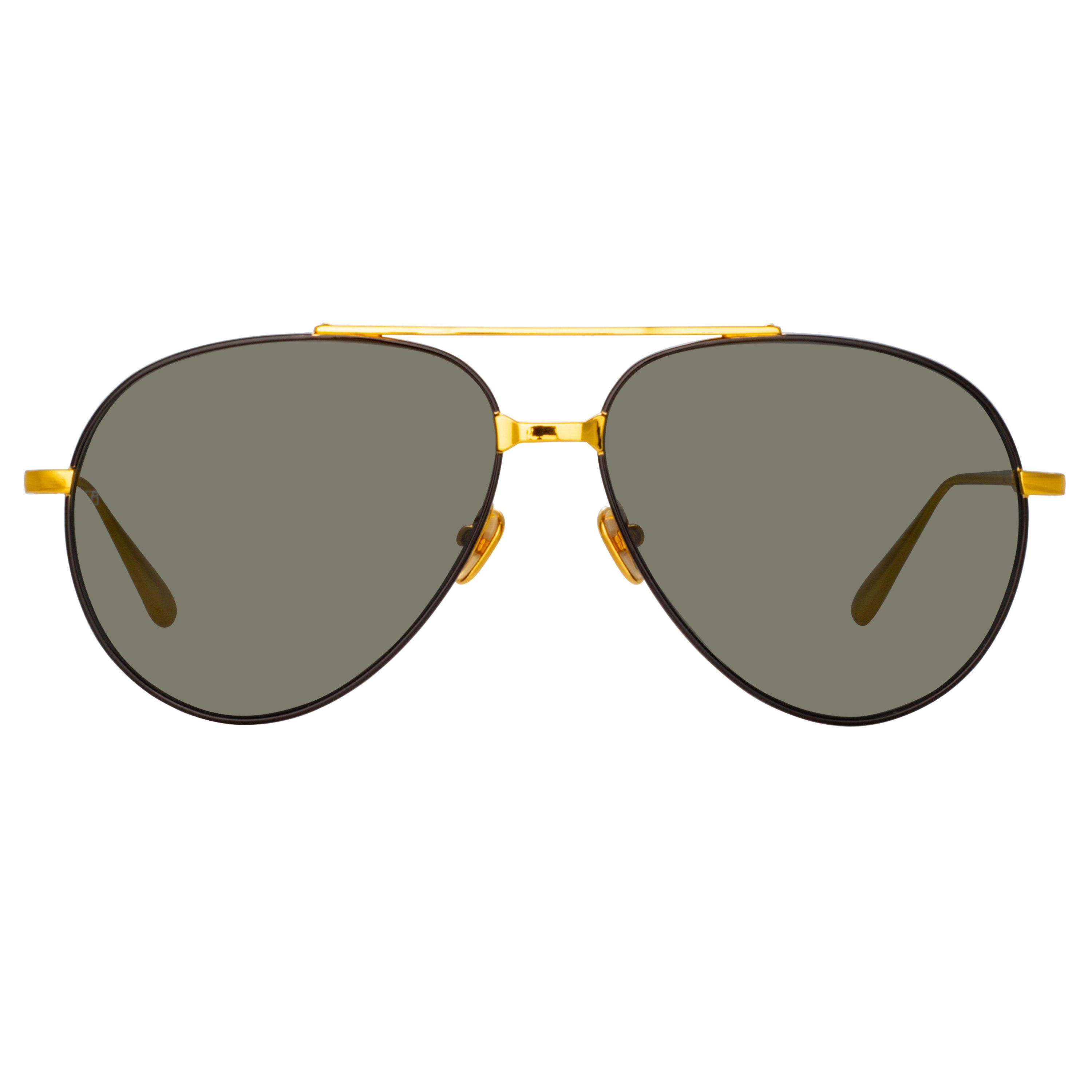 Men’s Marcelo Aviator Sunglasses in Black and Yellow Gold