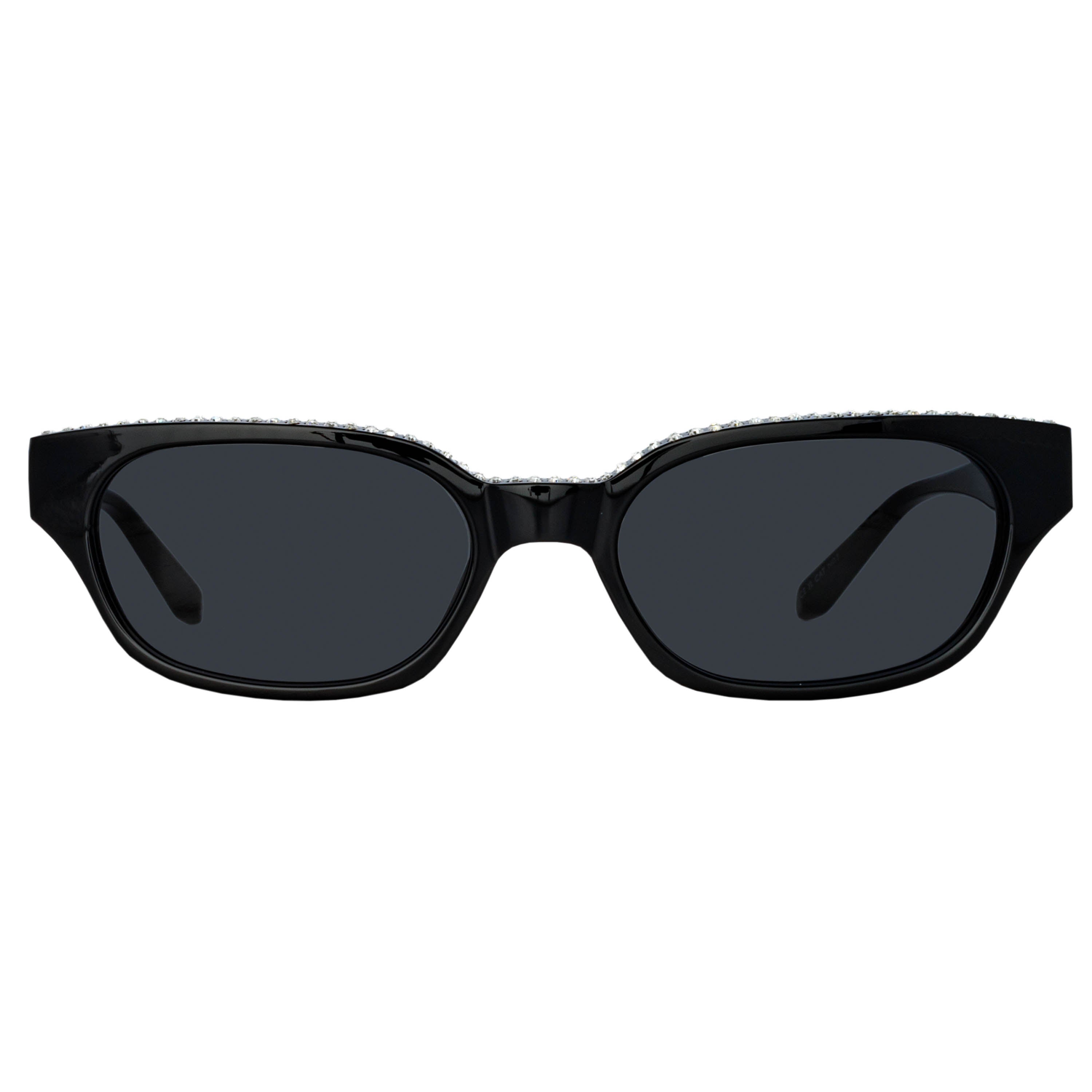 Magda Butrym Medium Cat Eye Sunglasses in Black and Crystals