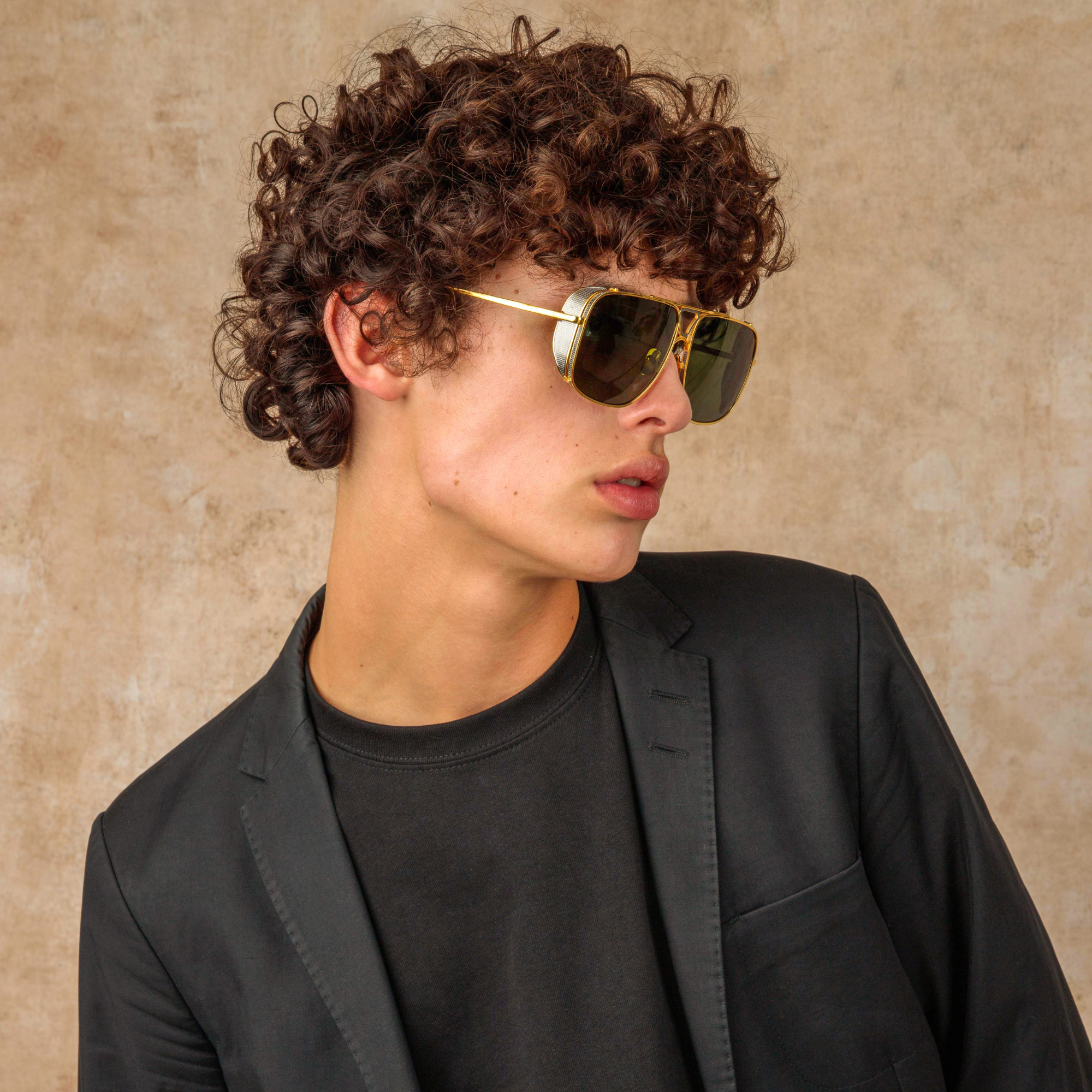 Men’s Enzo Aviator Sunglasses in Yellow Gold