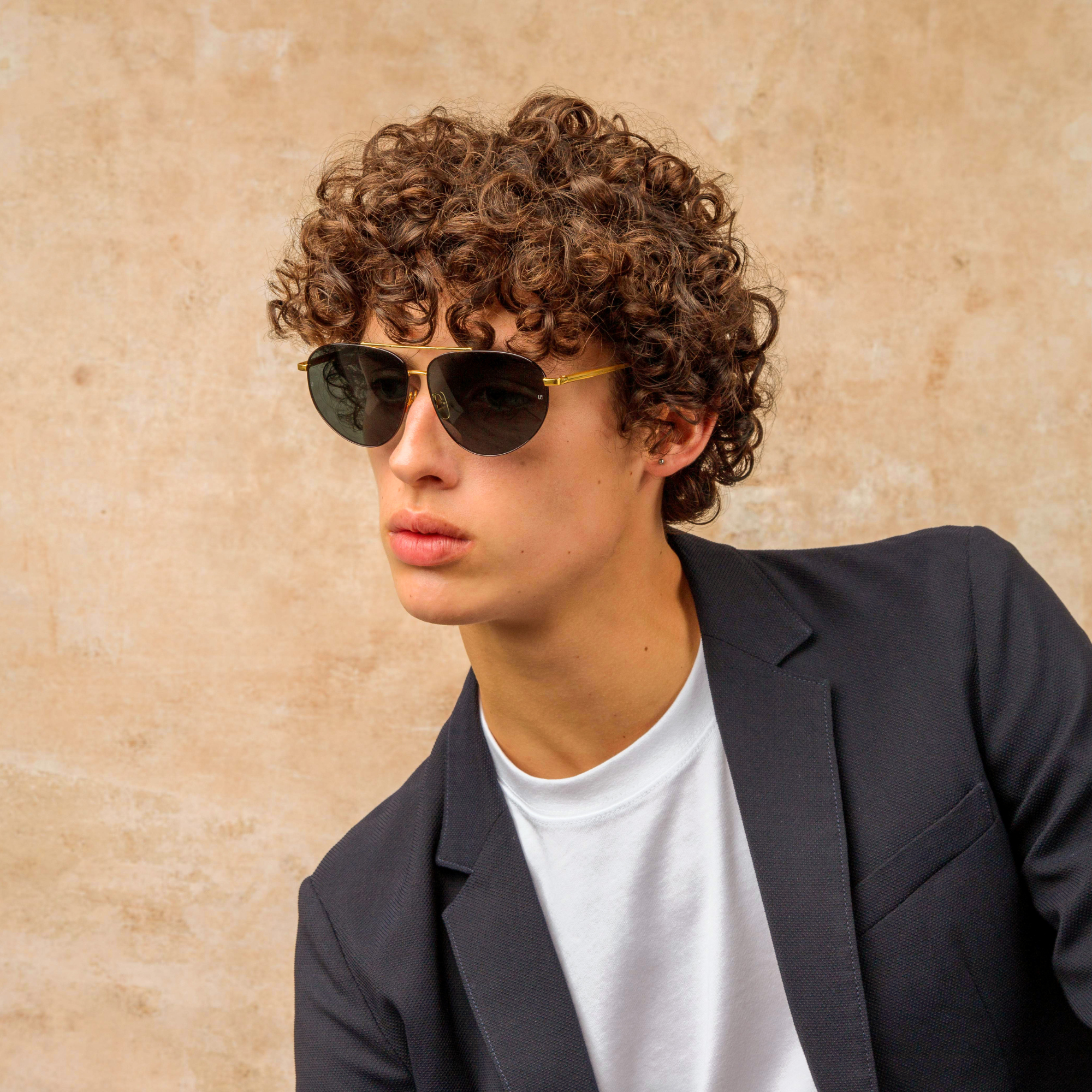 Men’s Gabriel Oversized Sunglasses in Yellow Gold