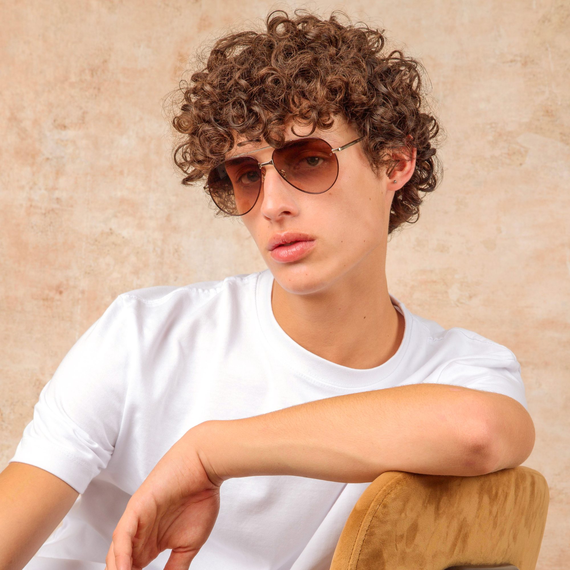 Men’s Marcelo Aviator Sunglasses in Brown