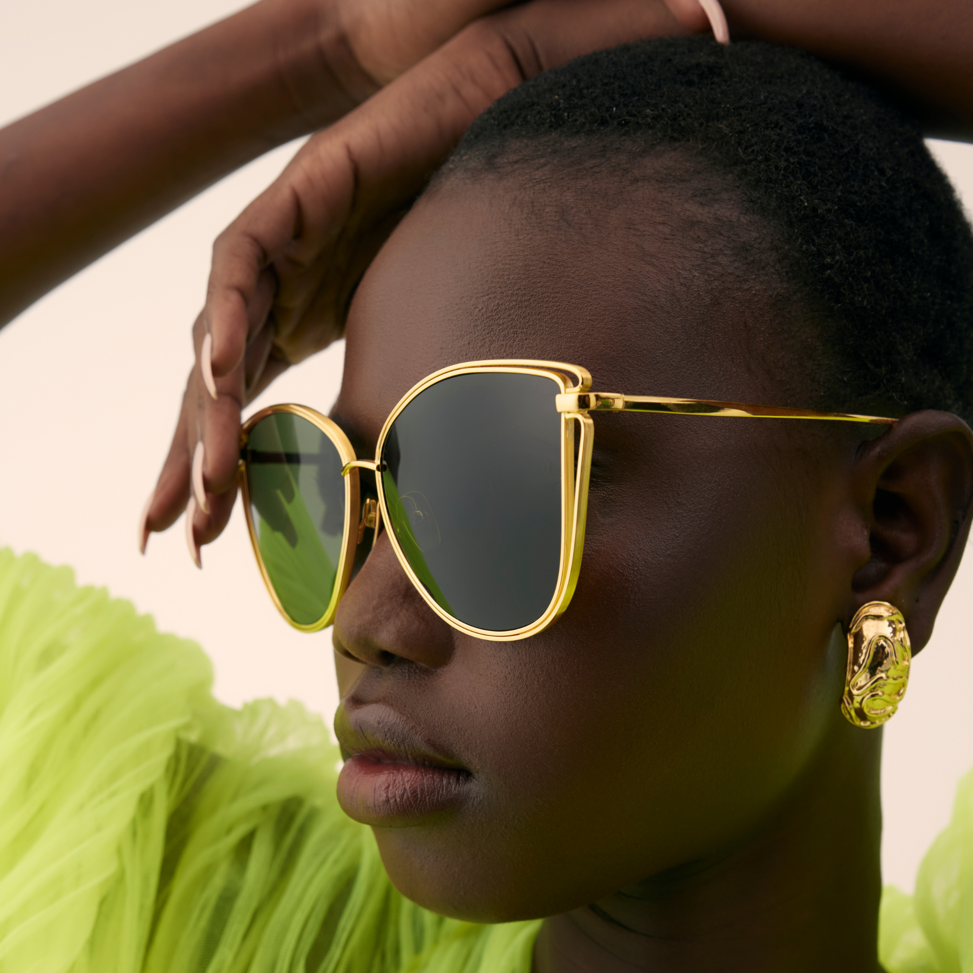 Dinah Cat Eye Sunglasses in Yellow Gold