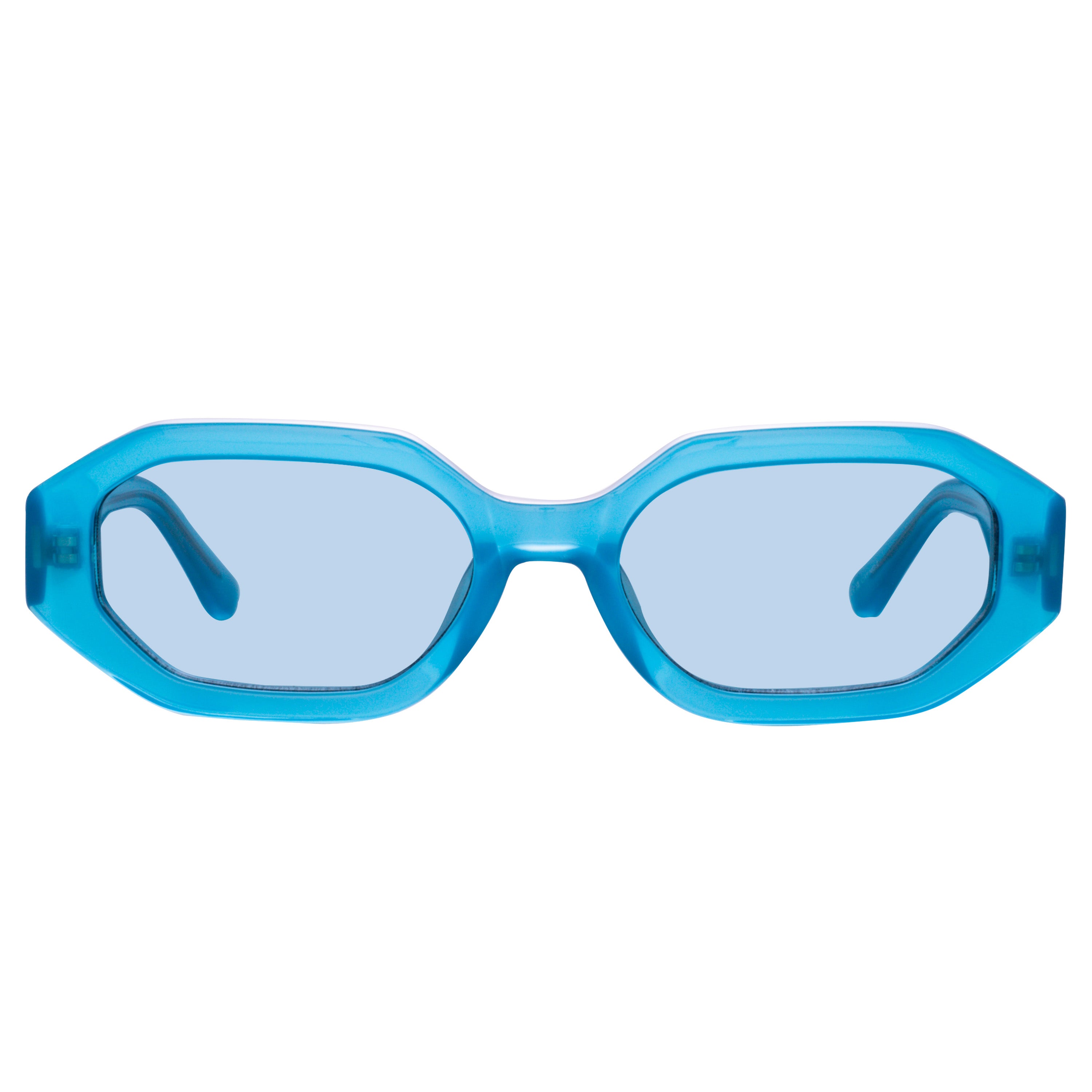 The Attico Irene Angular Sunglasses in Turquoise