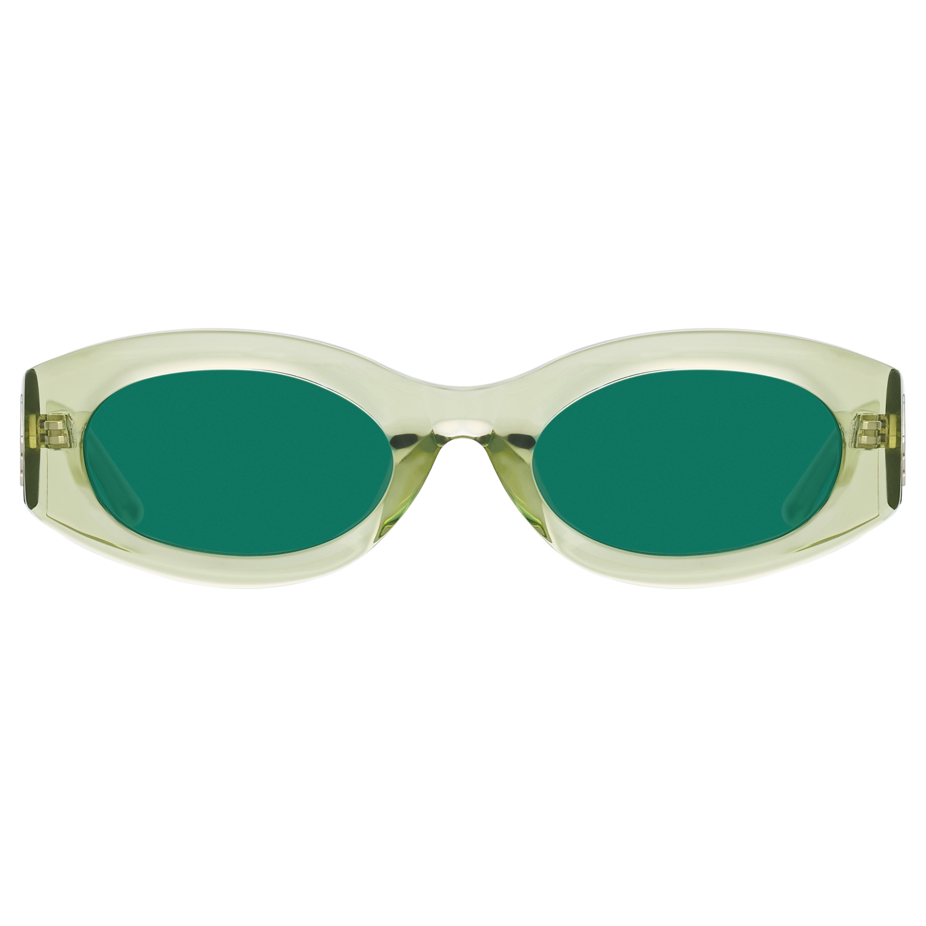 The Attico Berta Oval Sunglasses in Lime