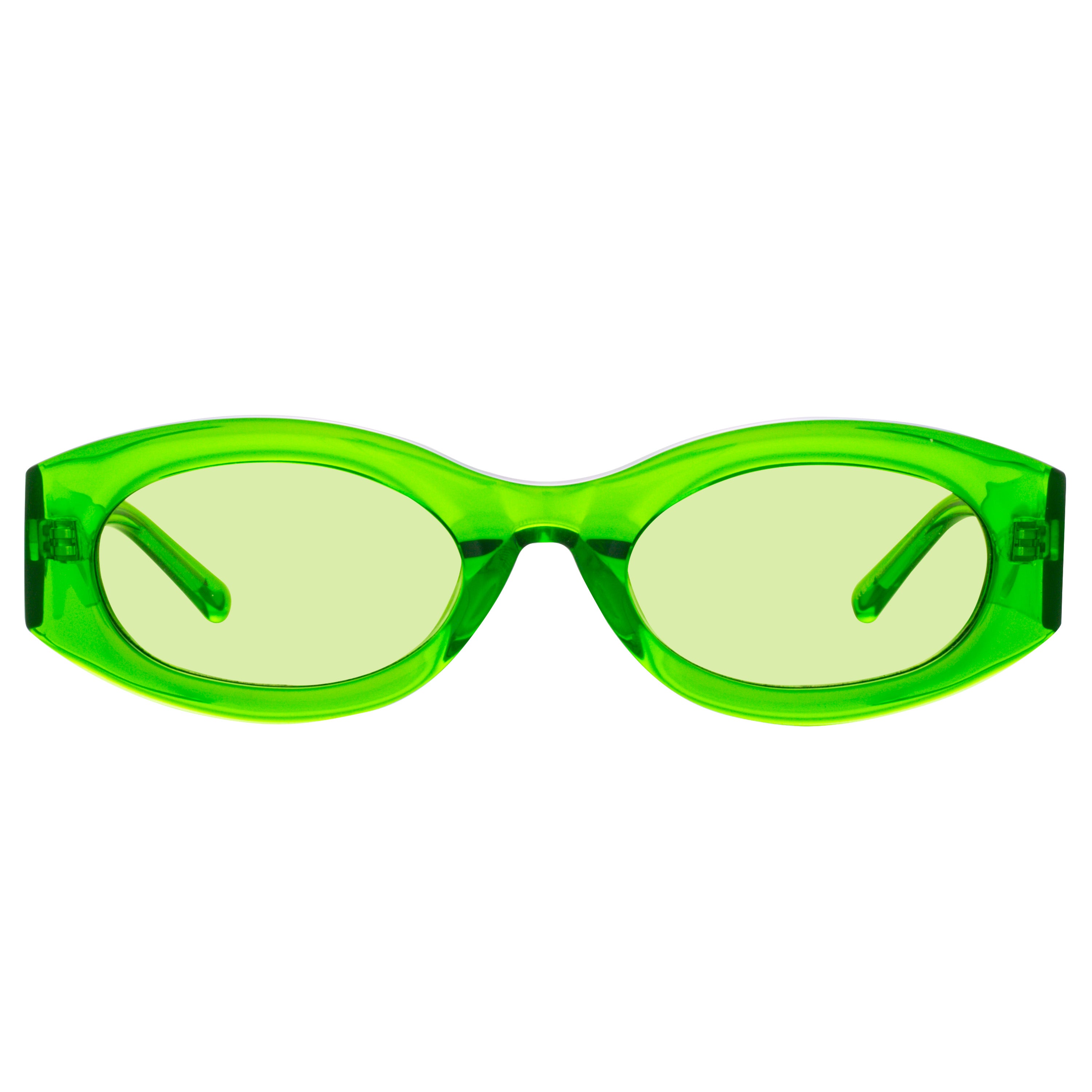 The Attico Berta Oval Sunglasses in Green