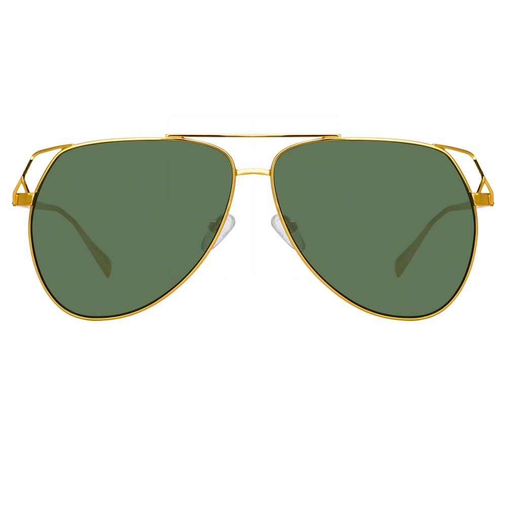 The Attico Telma Aviator Sunglasses in Yellow Gold Tone