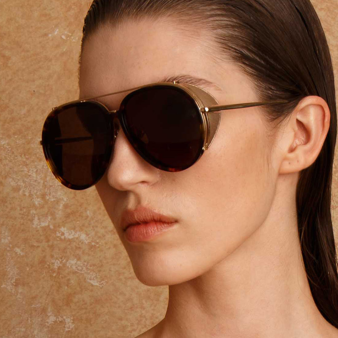 Maverick Aviator Sunglasses in Light Gold