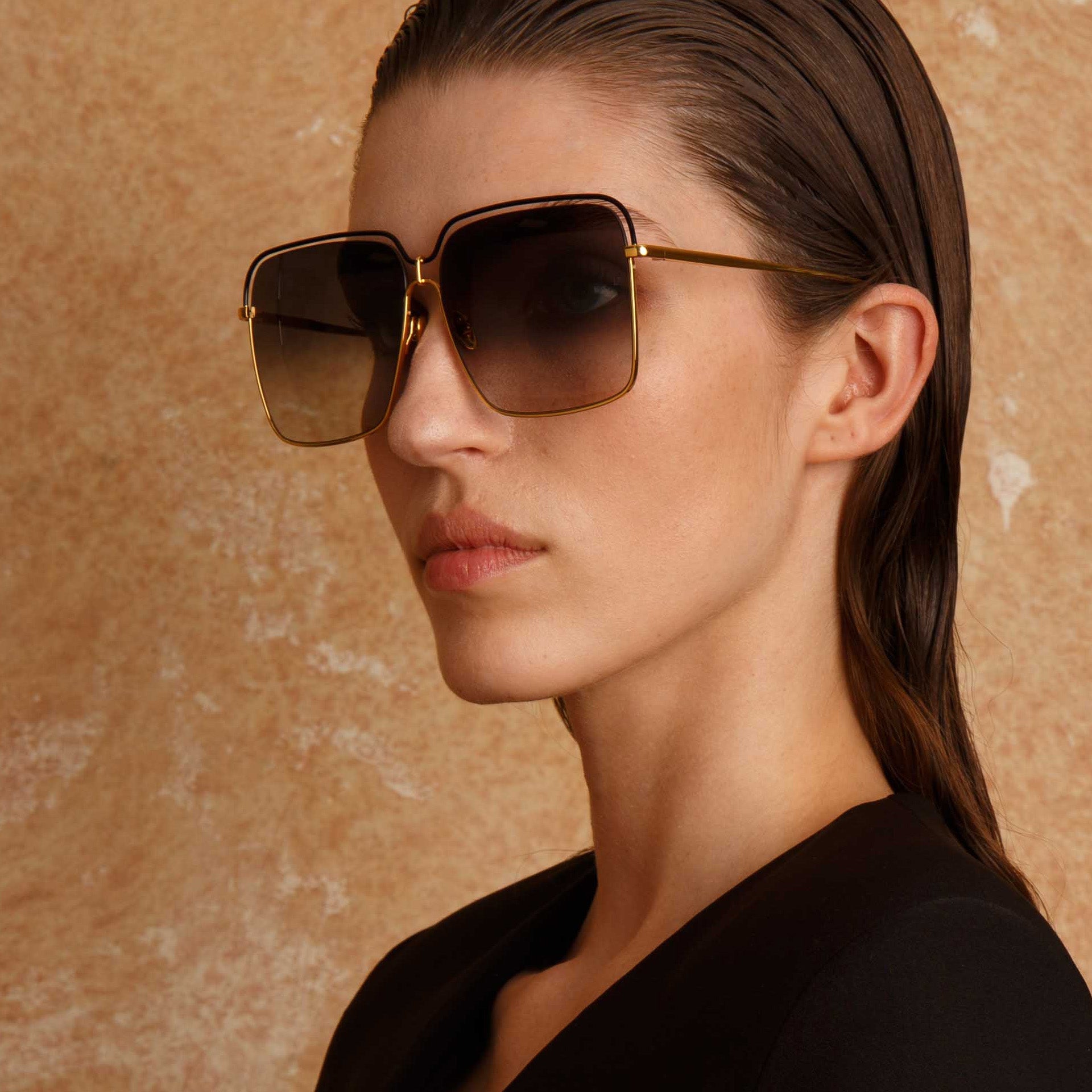 Marcia Square Sunglasses in Yellow Gold