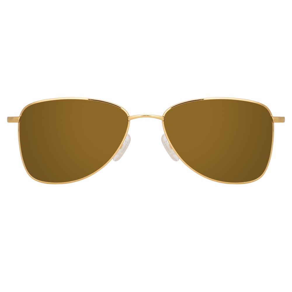 Dries Van Noten 197 Aviator Sunglasses in Yellow Gold Tone