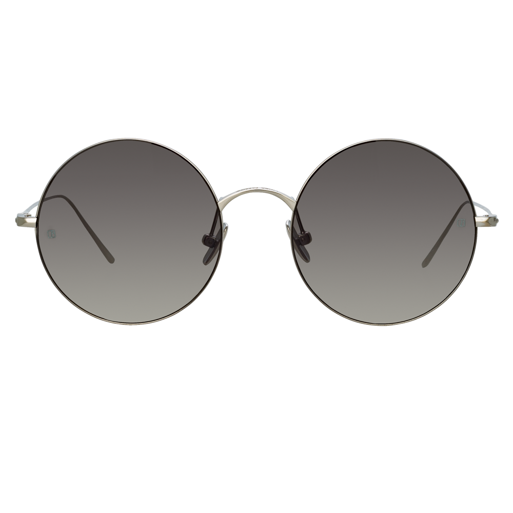 Zaha Round Sunglasses in White Gold