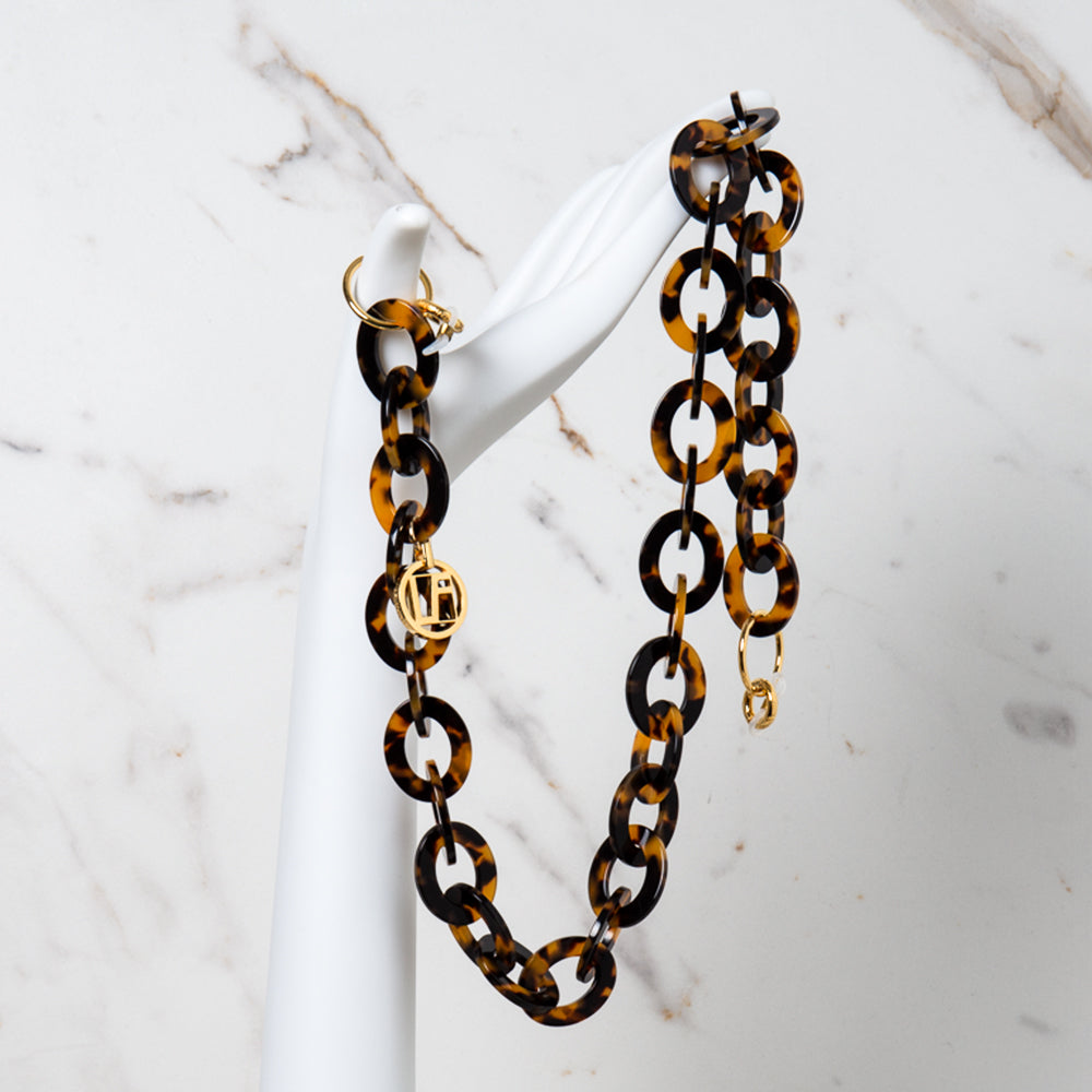 Tortoiseshell Oval Link Acetate Chain