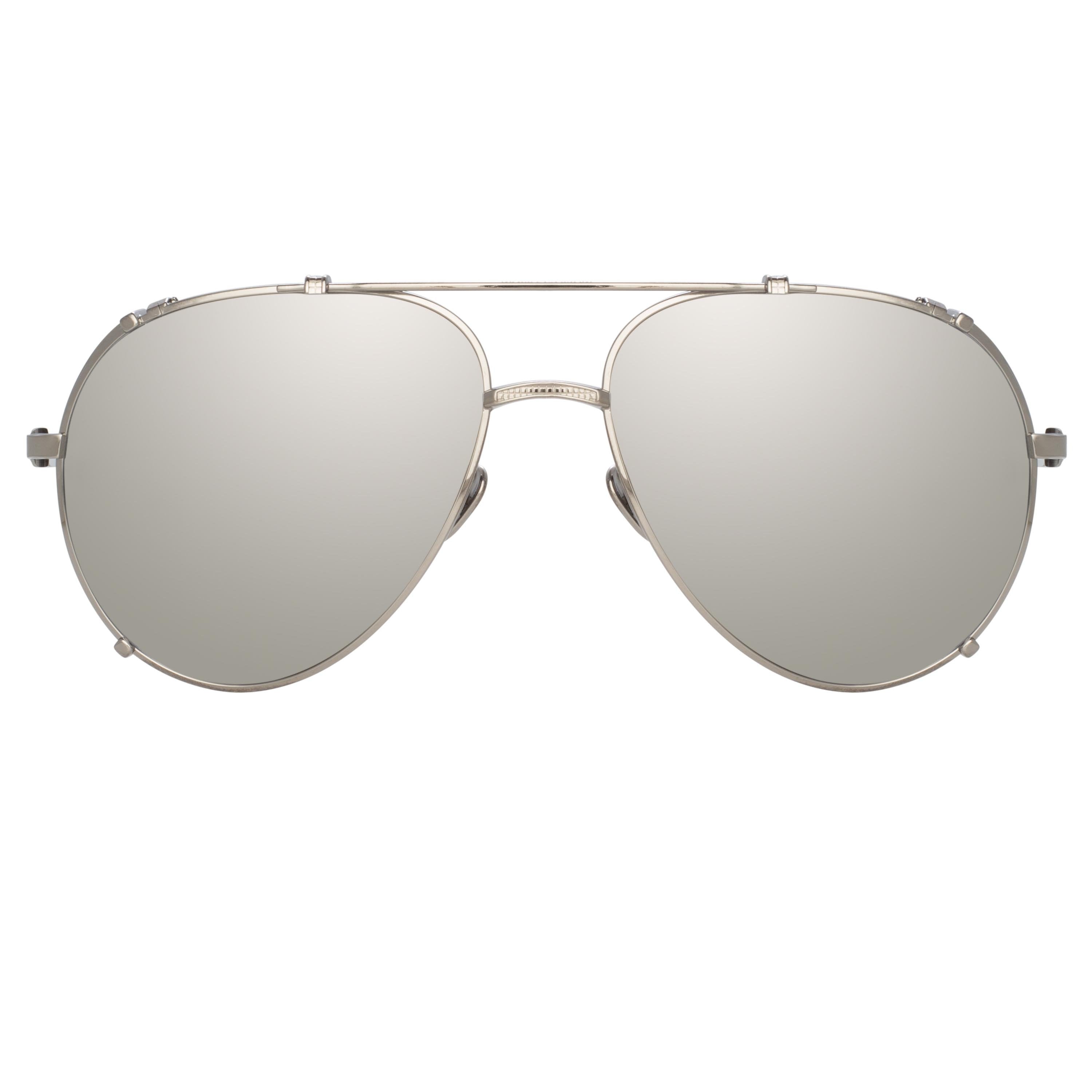 Newman Aviator Sunglasses in White Gold