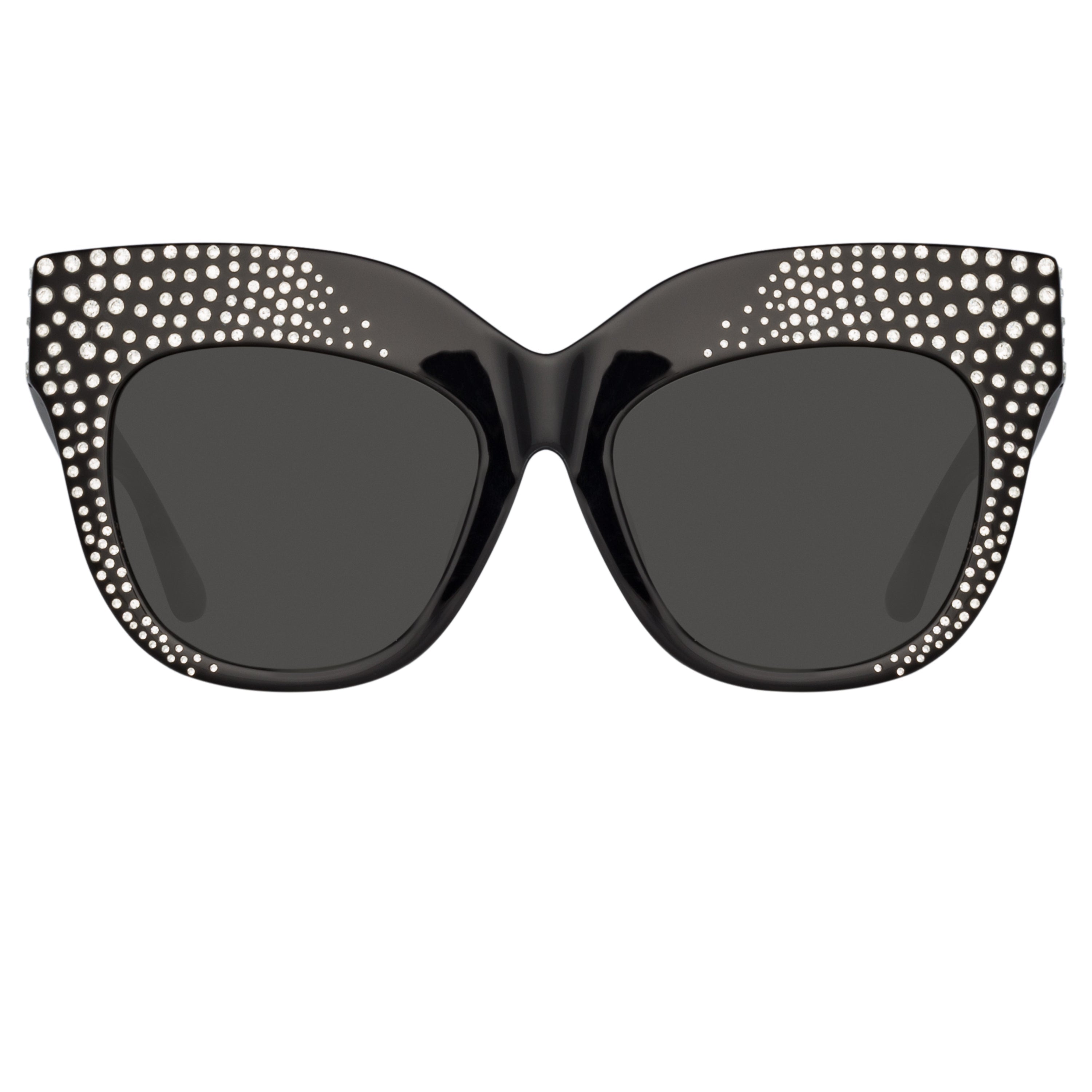 Dunaway Oversized Sunglasses in Black and Crystals