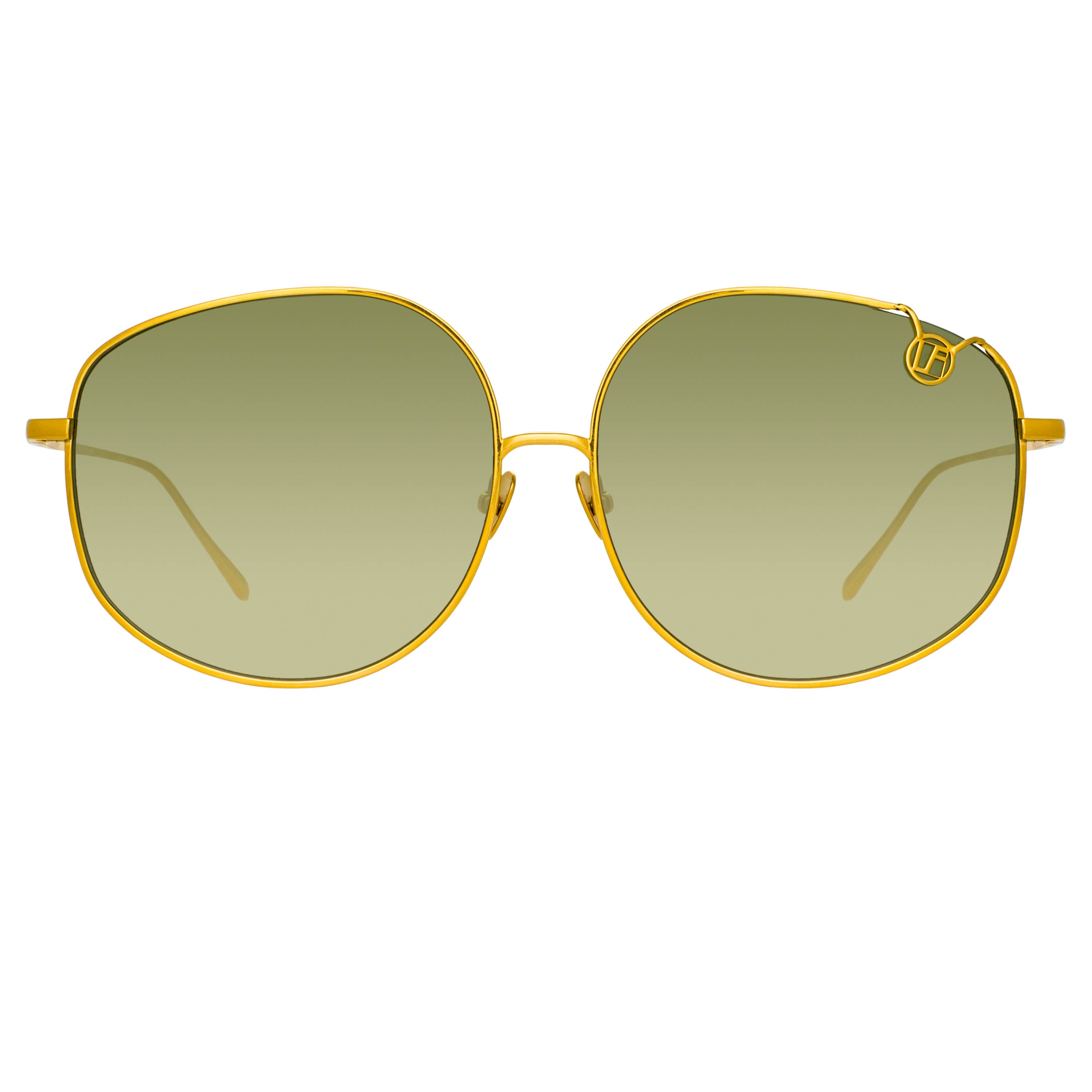 Marisa Oversized Sunglasses in Yellow Gold and Green