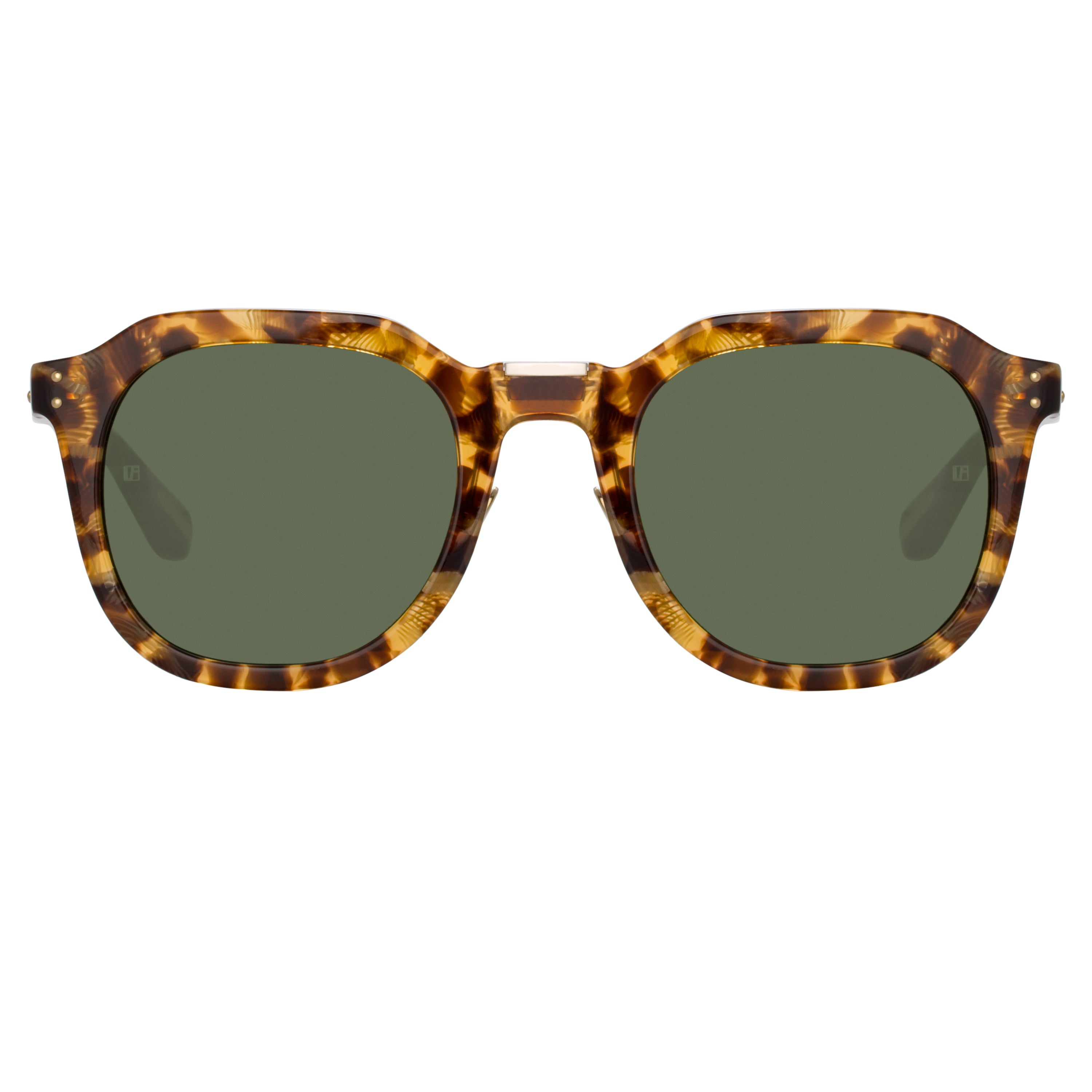 Fletcher Angular Sunglasses in Tobacco Tortoiseshell and Green