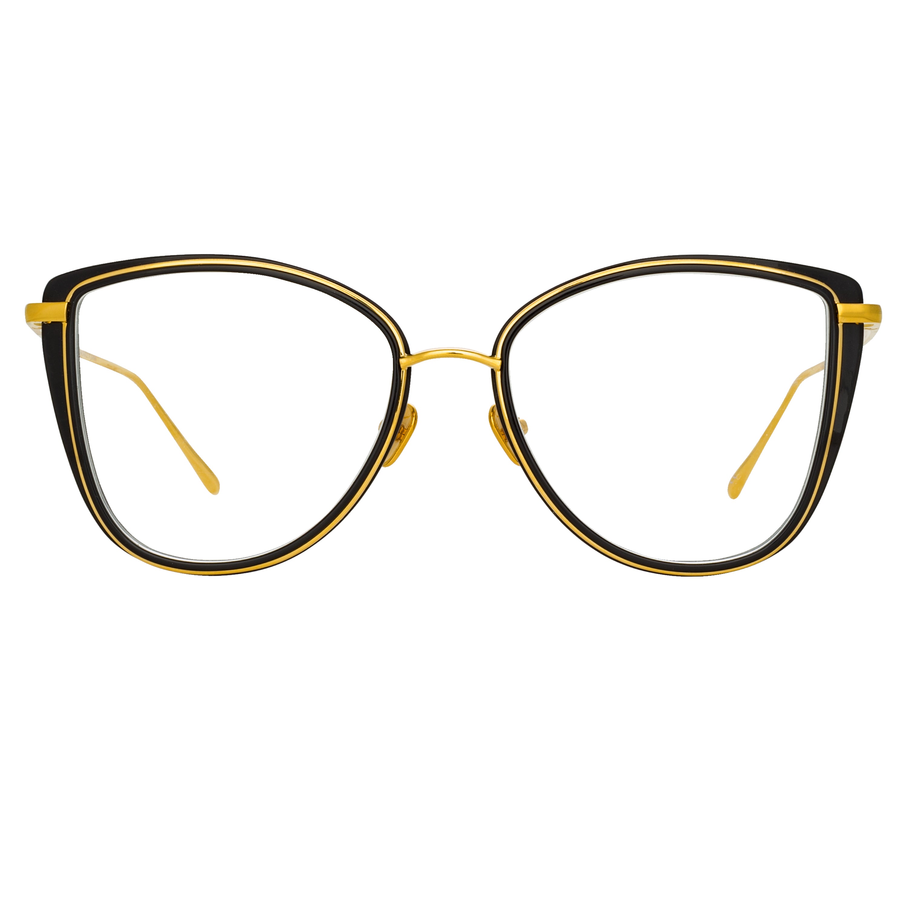 Liza Cat Eye Optical Frame in Black and Yellow Gold