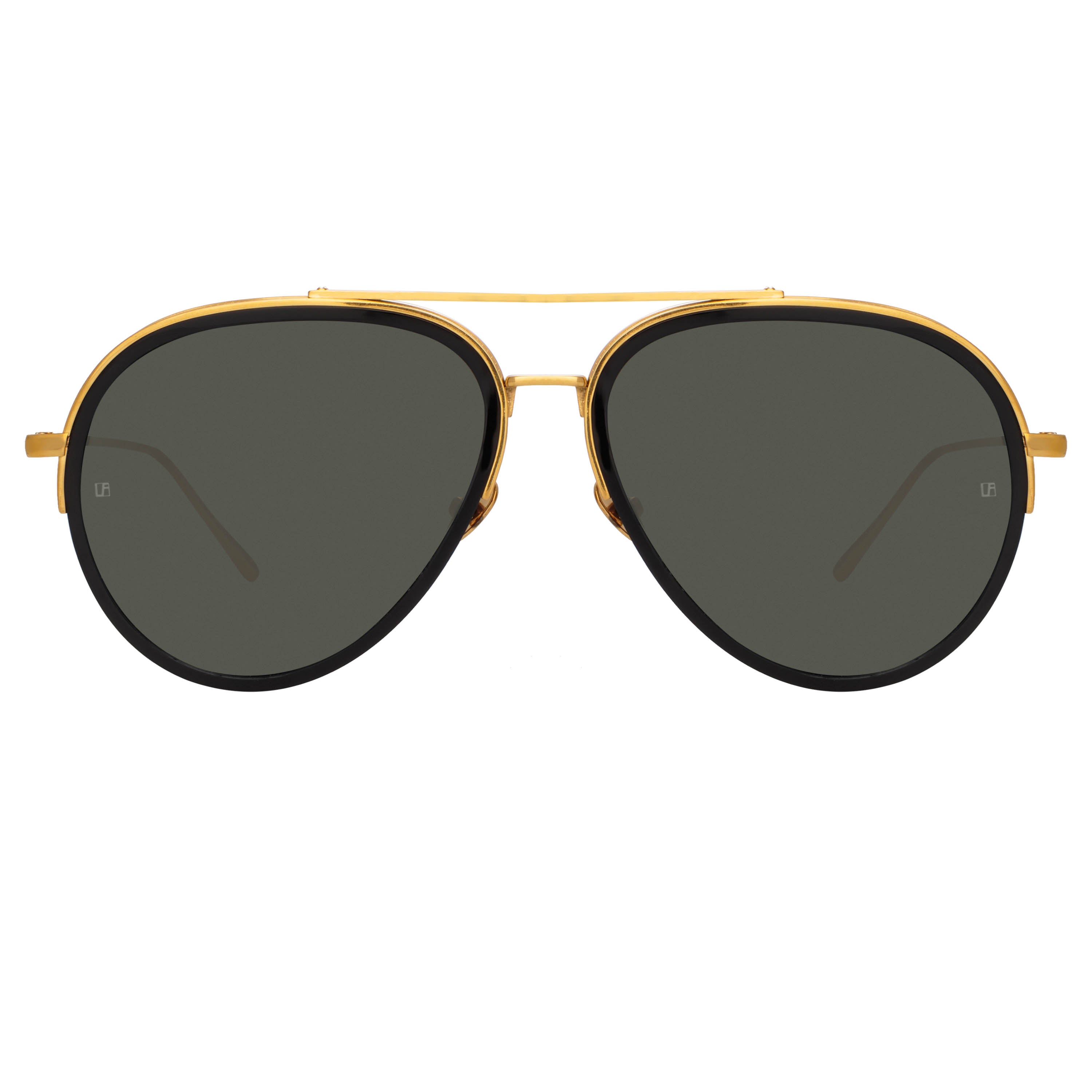 Abel Aviator Sunglasses in Black and Yellow Gold