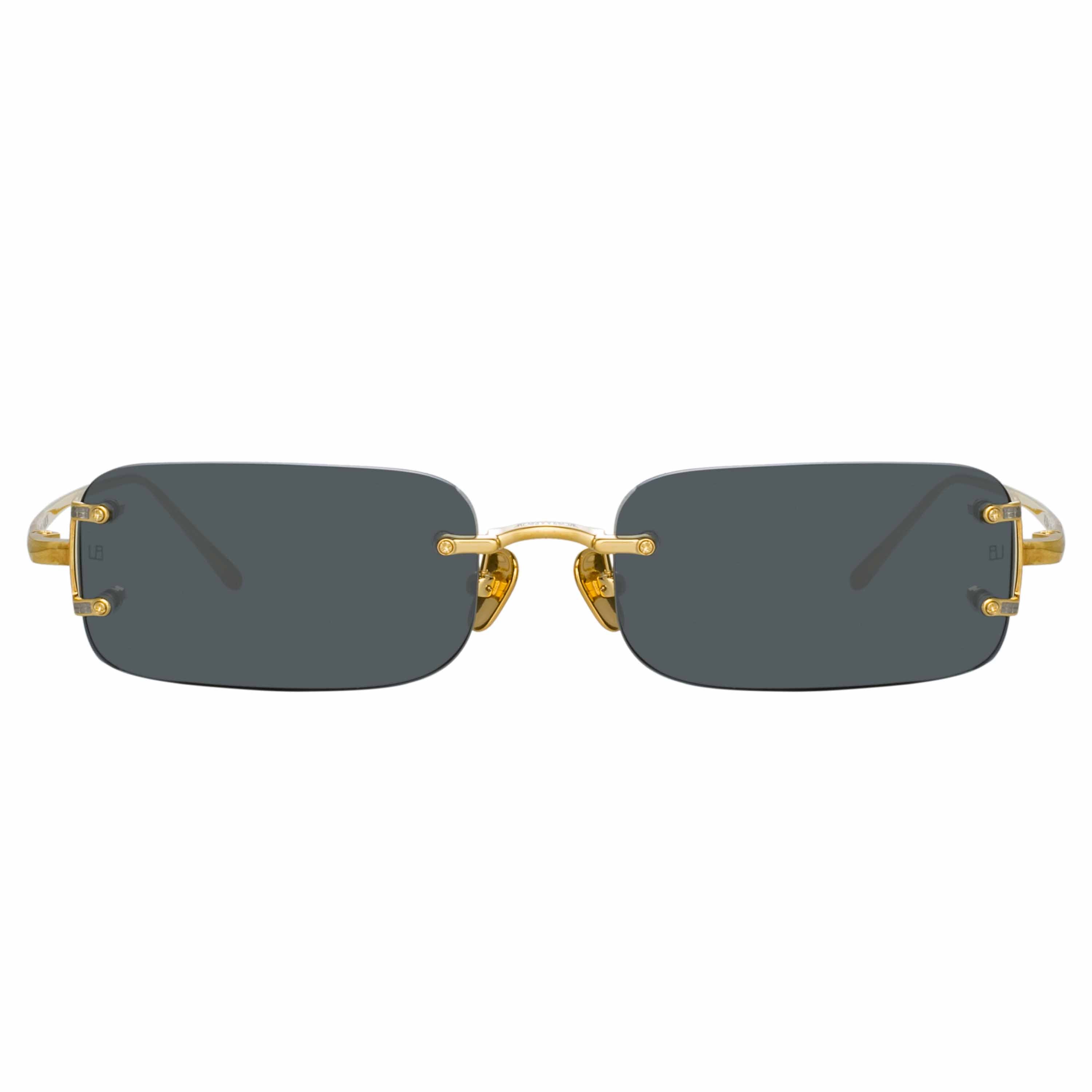 Taylor Rectangular Sunglasses in Yellow Gold and Grey