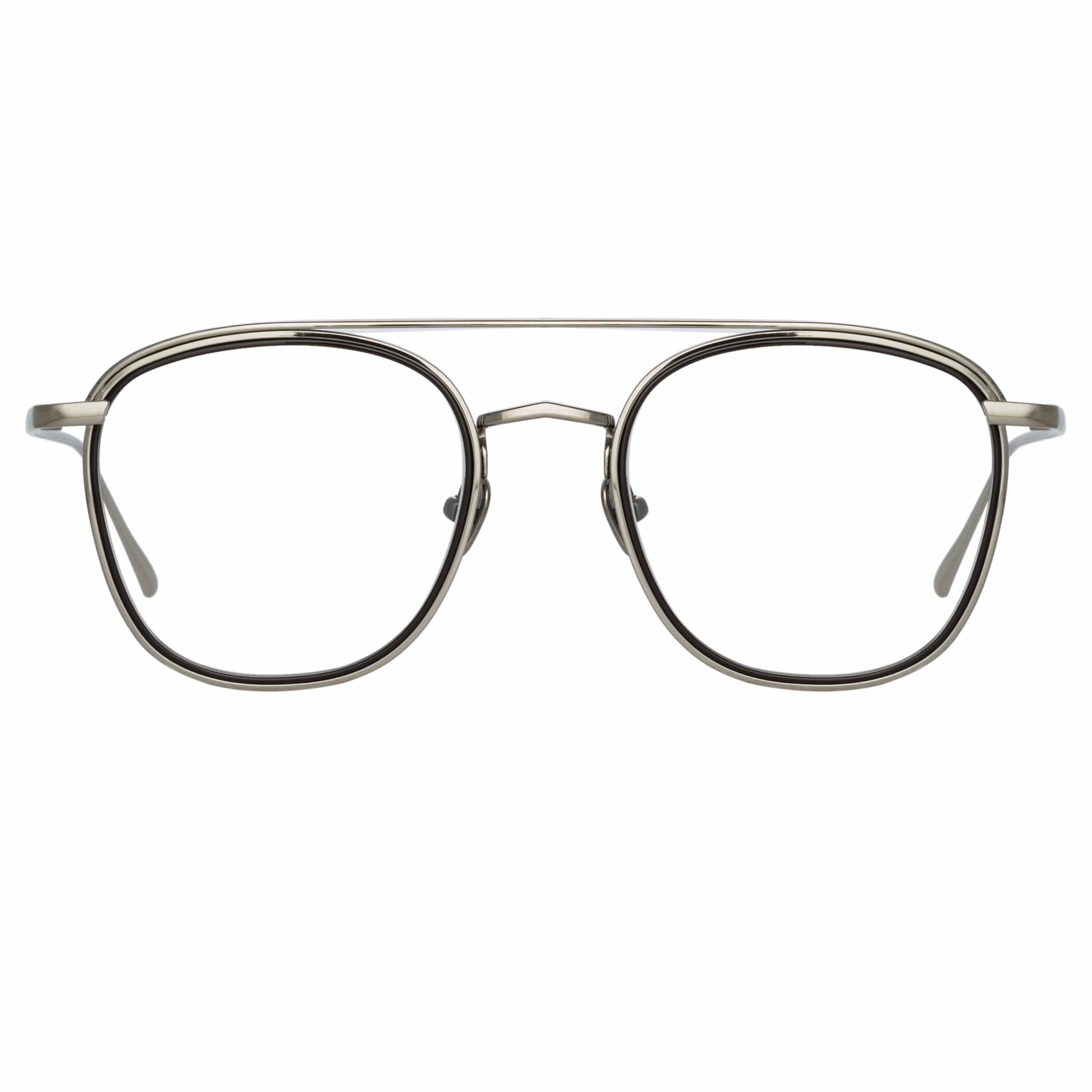 Clark Aviator Optical Frame in White Gold and Black