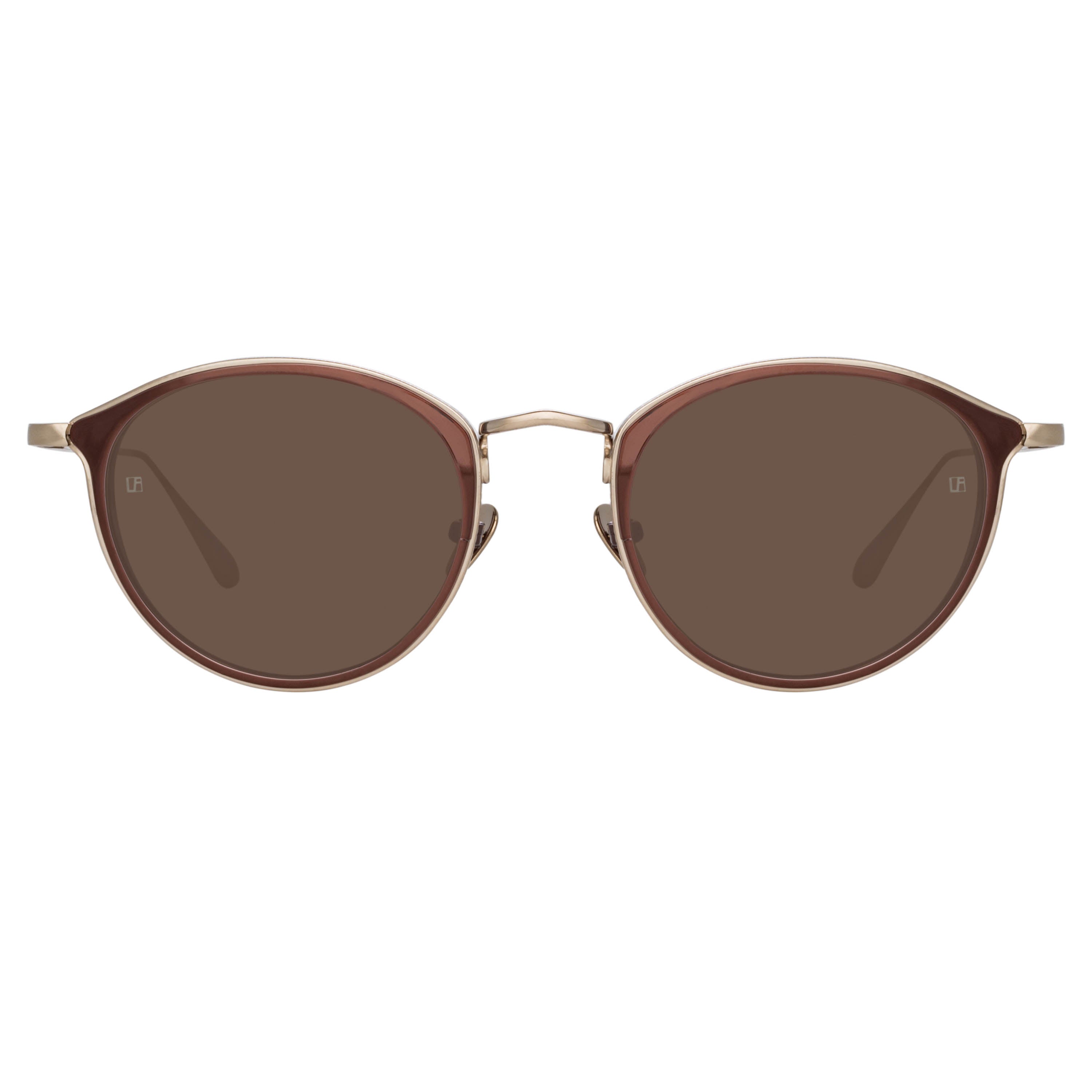 Luis Oval Sunglasses in Light Gold and Brown