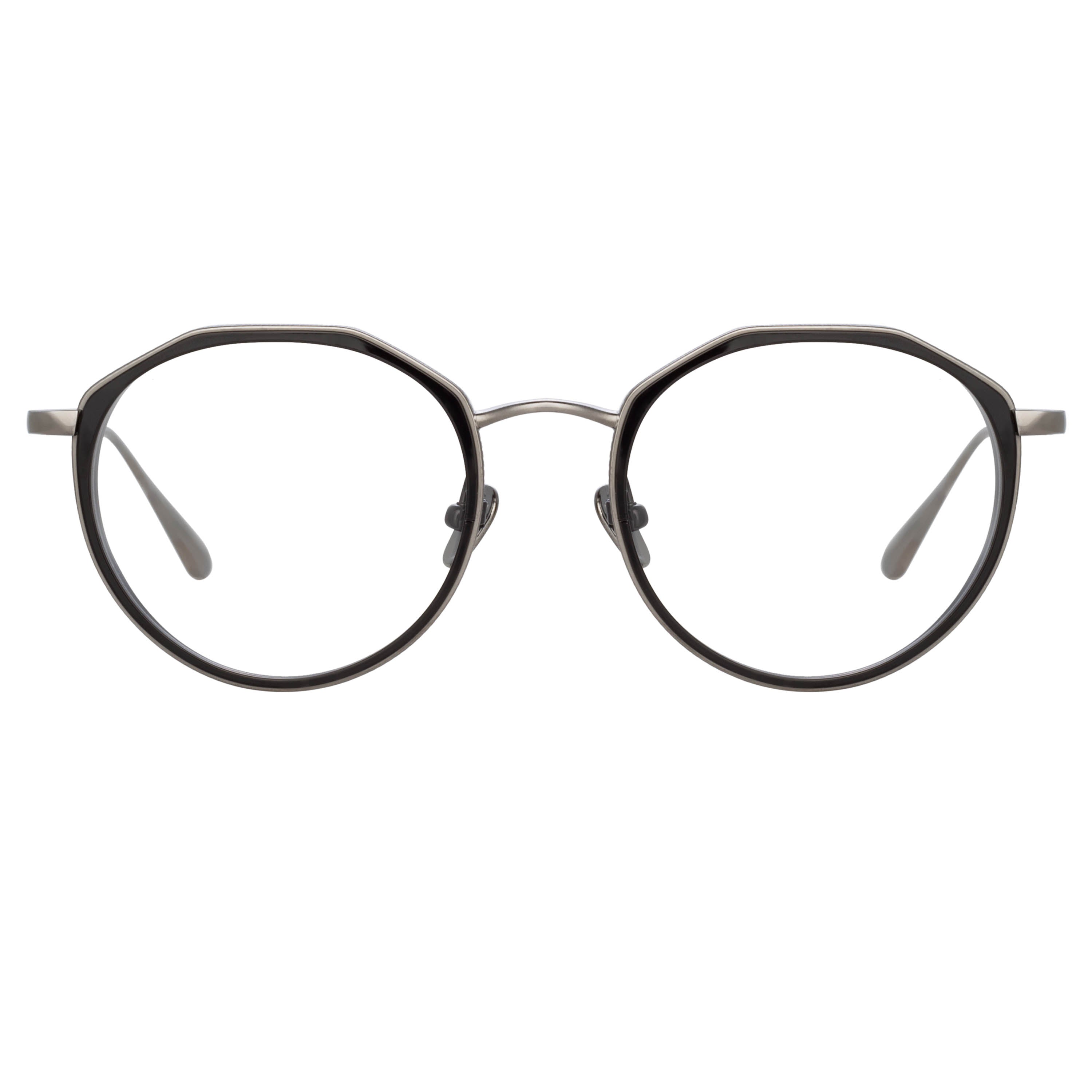 Cesar Angular Optical Frame in White Gold and Black