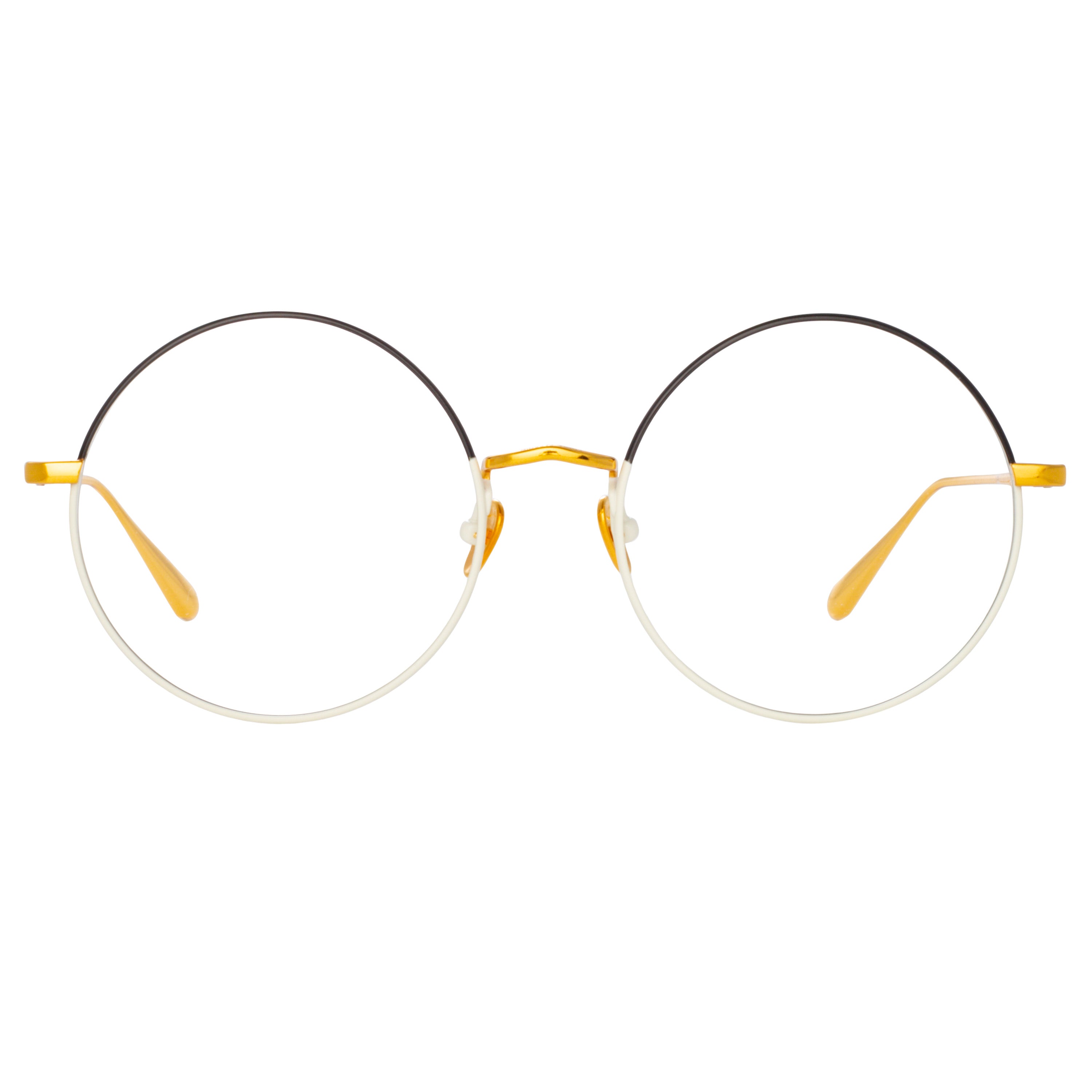 Bea Round Optical Frame in Black and Yellow Gold