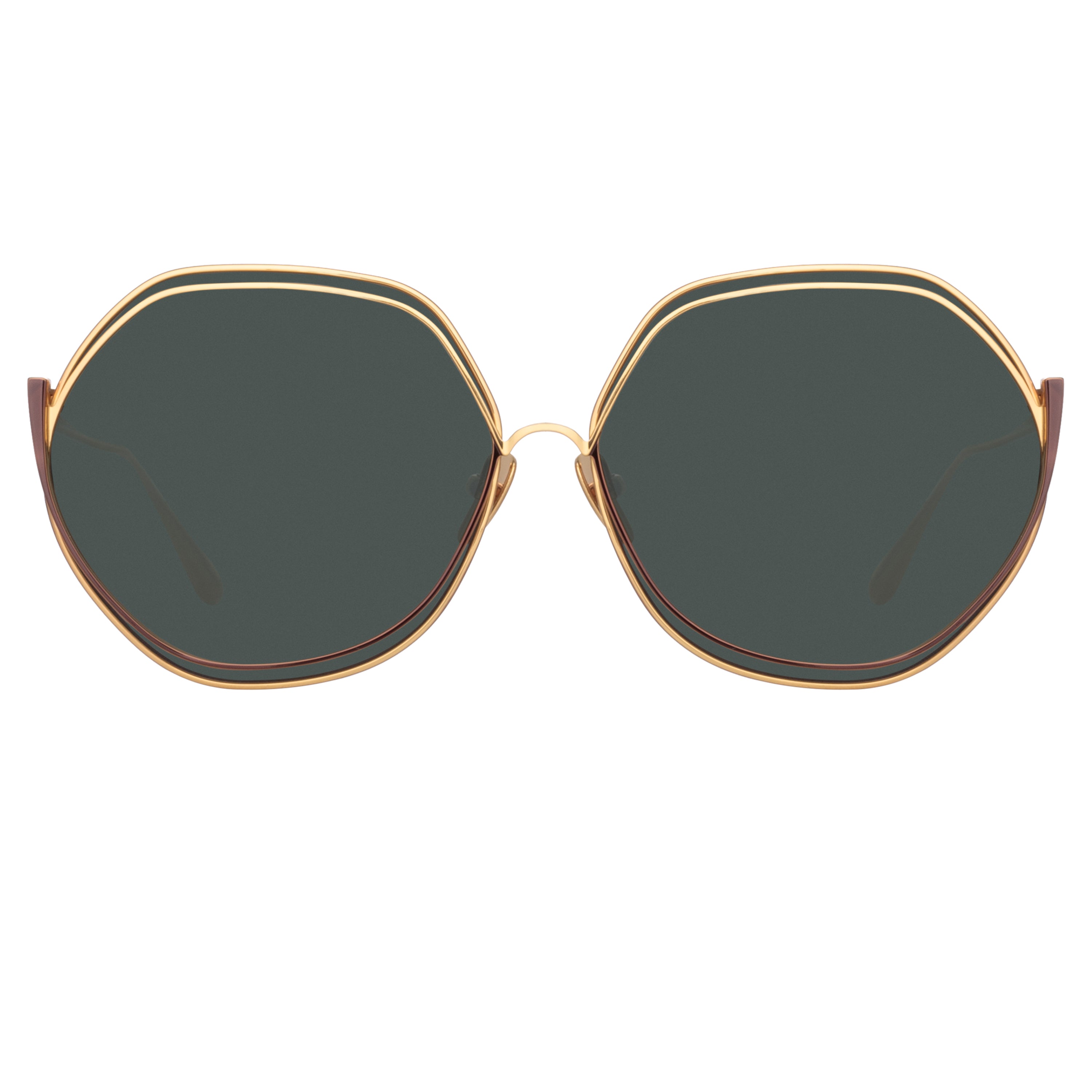 Aspen Hexagon Sunglasses in Yellow Gold