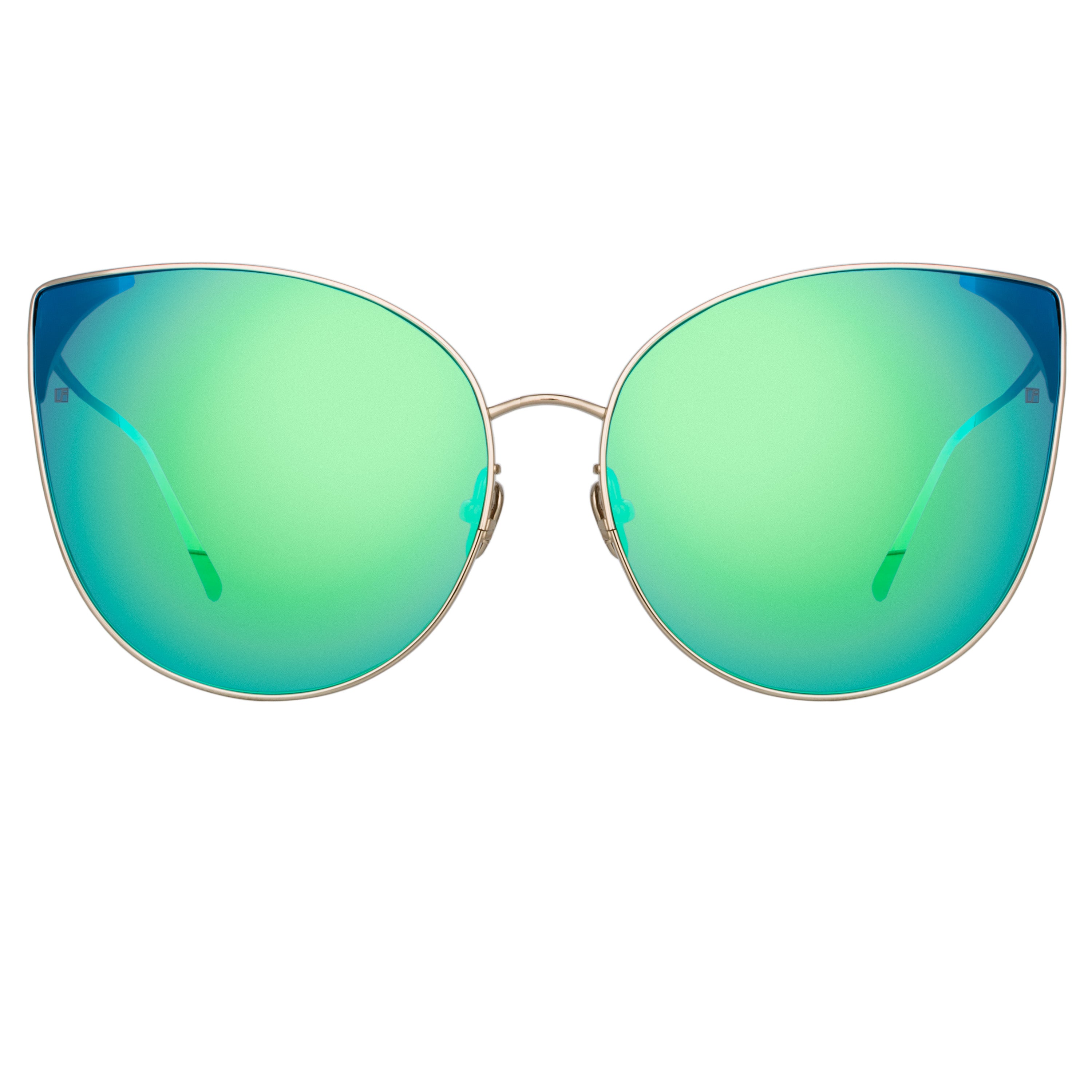 Flyer Cat Eye Sunglasses in Light Gold and Blue