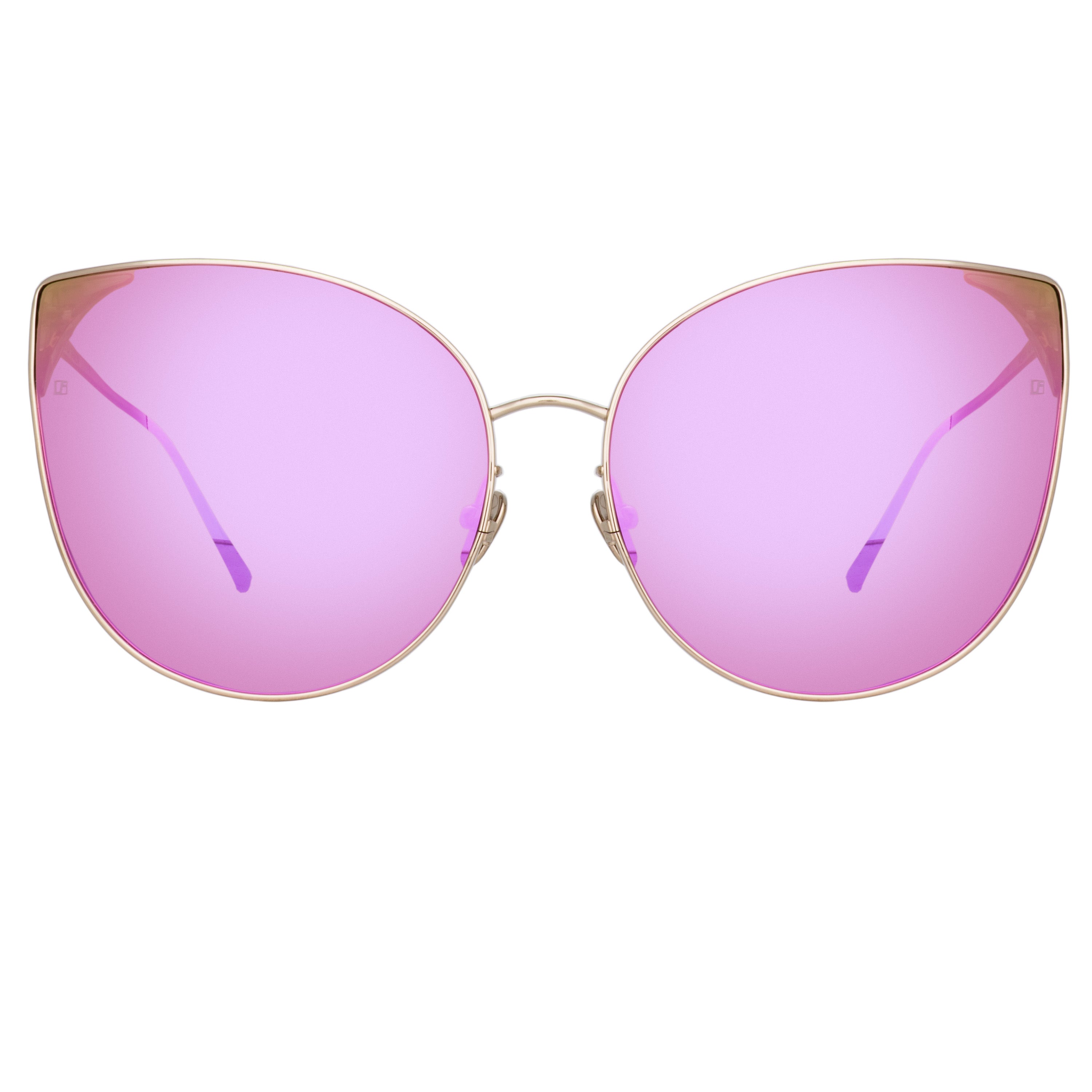 Flyer Cat Eye Sunglasses in Light Gold and Pink