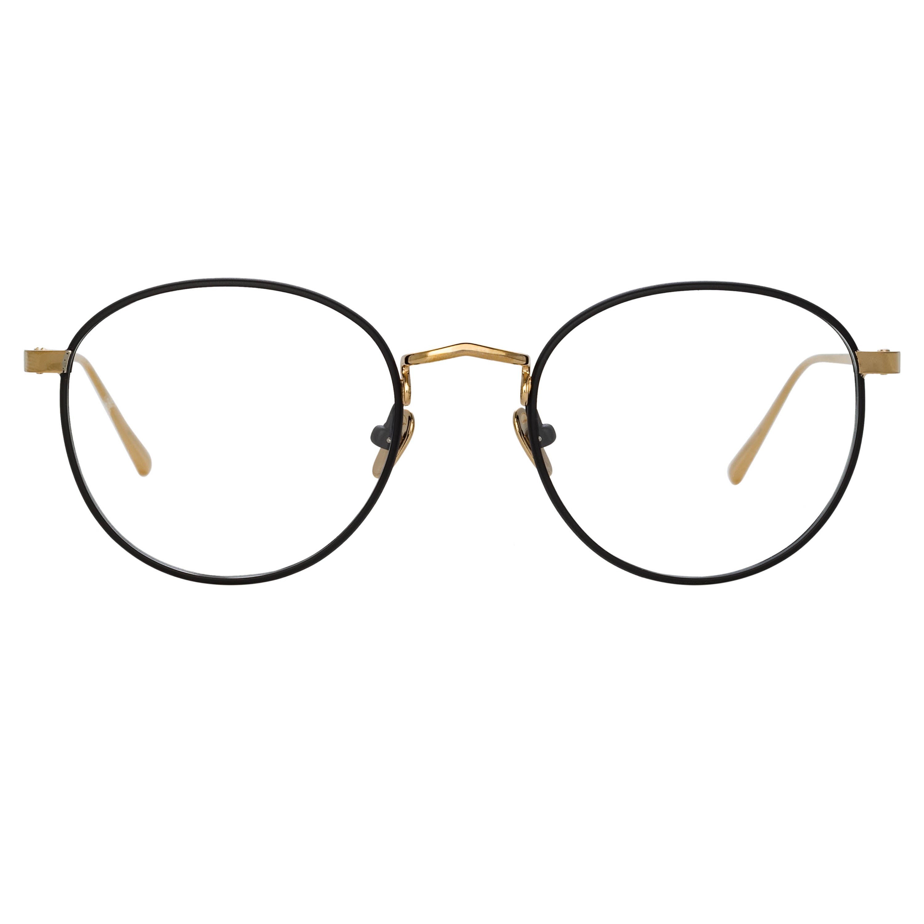 The Harrison Oval Optical Frame in Black and Light Gold (C3)
