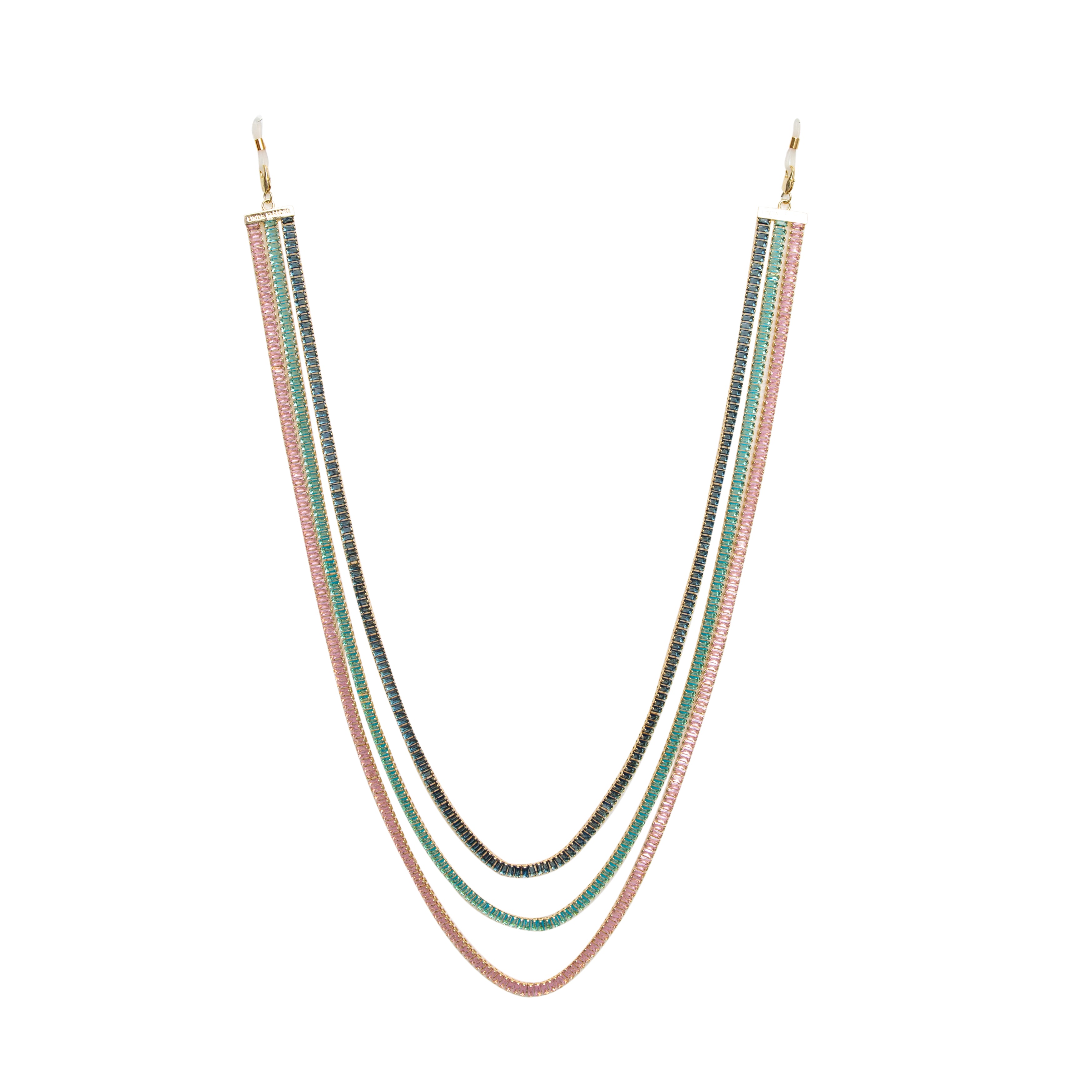 Linda Farrow Crystal Chain in Pink Green and Blue