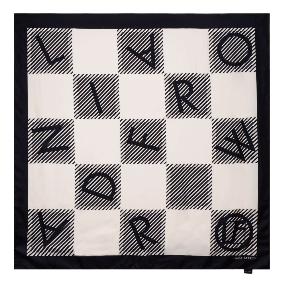 Black and White Logo Check Scarf 135cm