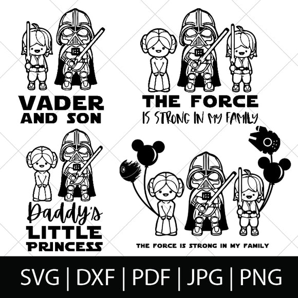 Download Force Family With Darth Vader Luke And Leia Star Wars Svg Files Thelovenerds