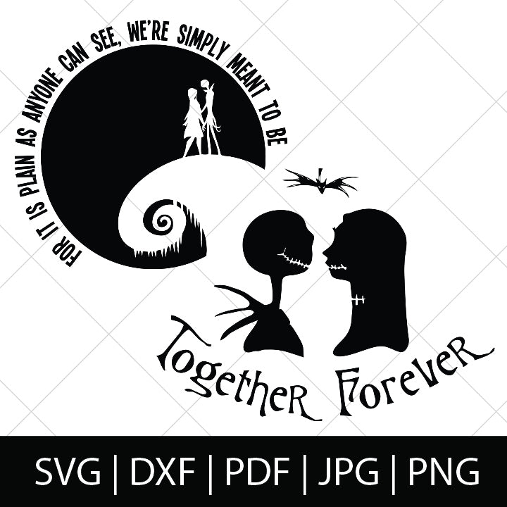 JACK AND SALLY TOGETHER FOREVER - NIGHTMARE BEFORE CHRISTMAS SVG FILES