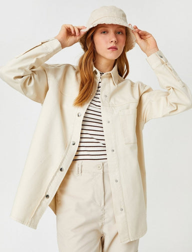 Twill Overshirt Jacket in Khaki - Usolo Outfitters