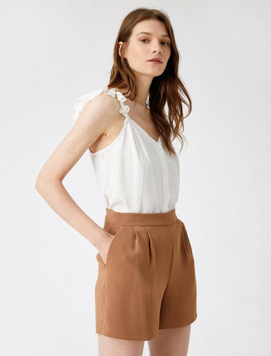 Flowy Tiered Cami Top in White - Usolo Outfitters