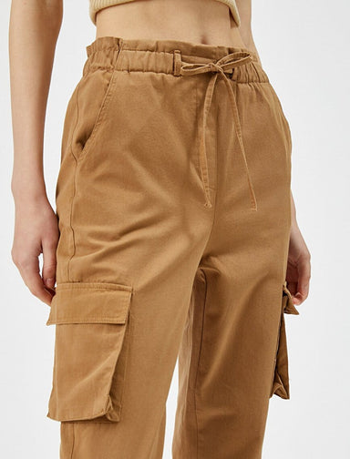 Cotton-poplin cargo pants in camel - GEELIST
