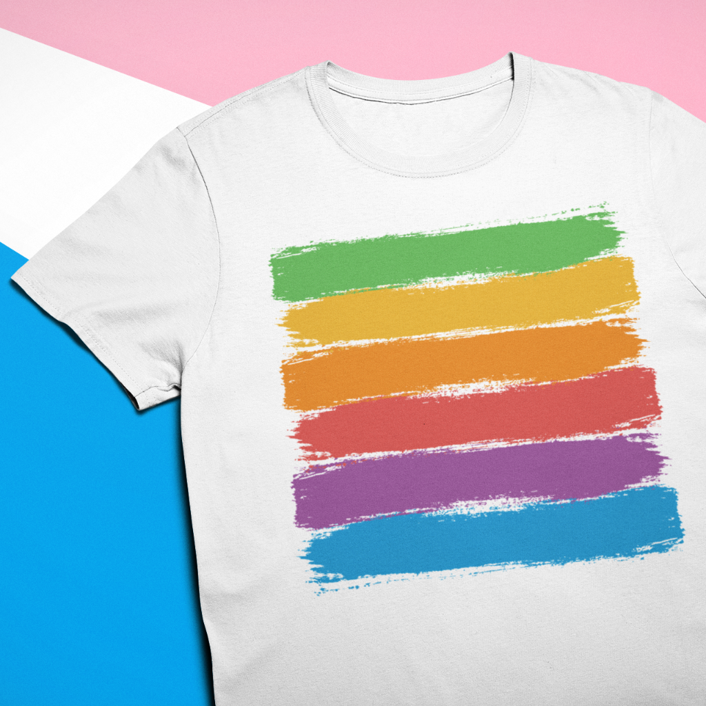 gay pride colors brush strokes