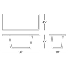 Dining Table line art and measurements