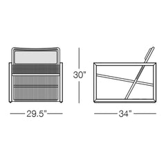 Sawai Armchair Line drawing with measurements