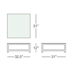 Toledo Coffee Table Line Art and Sizes