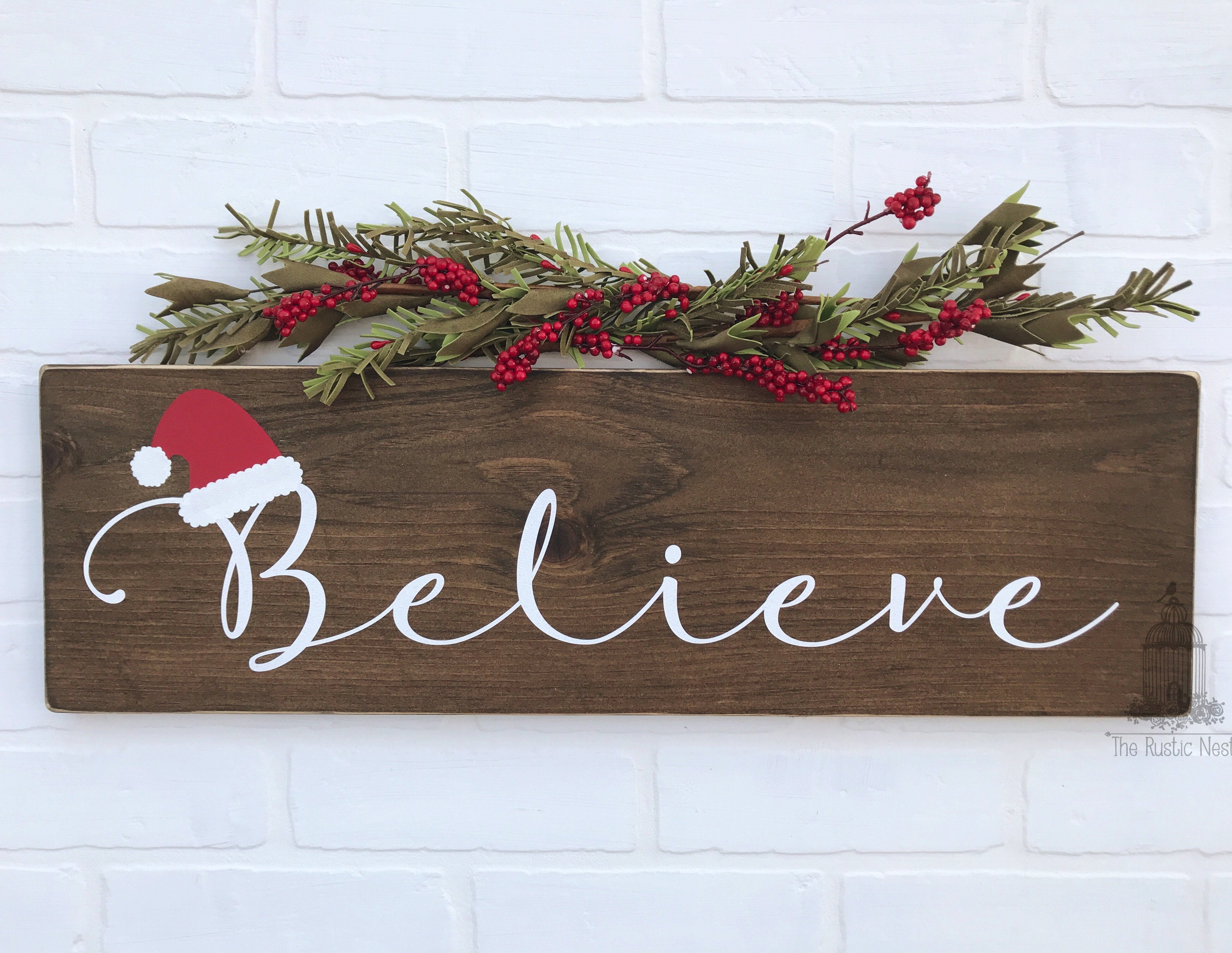 Believe Christmas Sign (24&quot; x 7.25&quot;) – The Rustic Nest