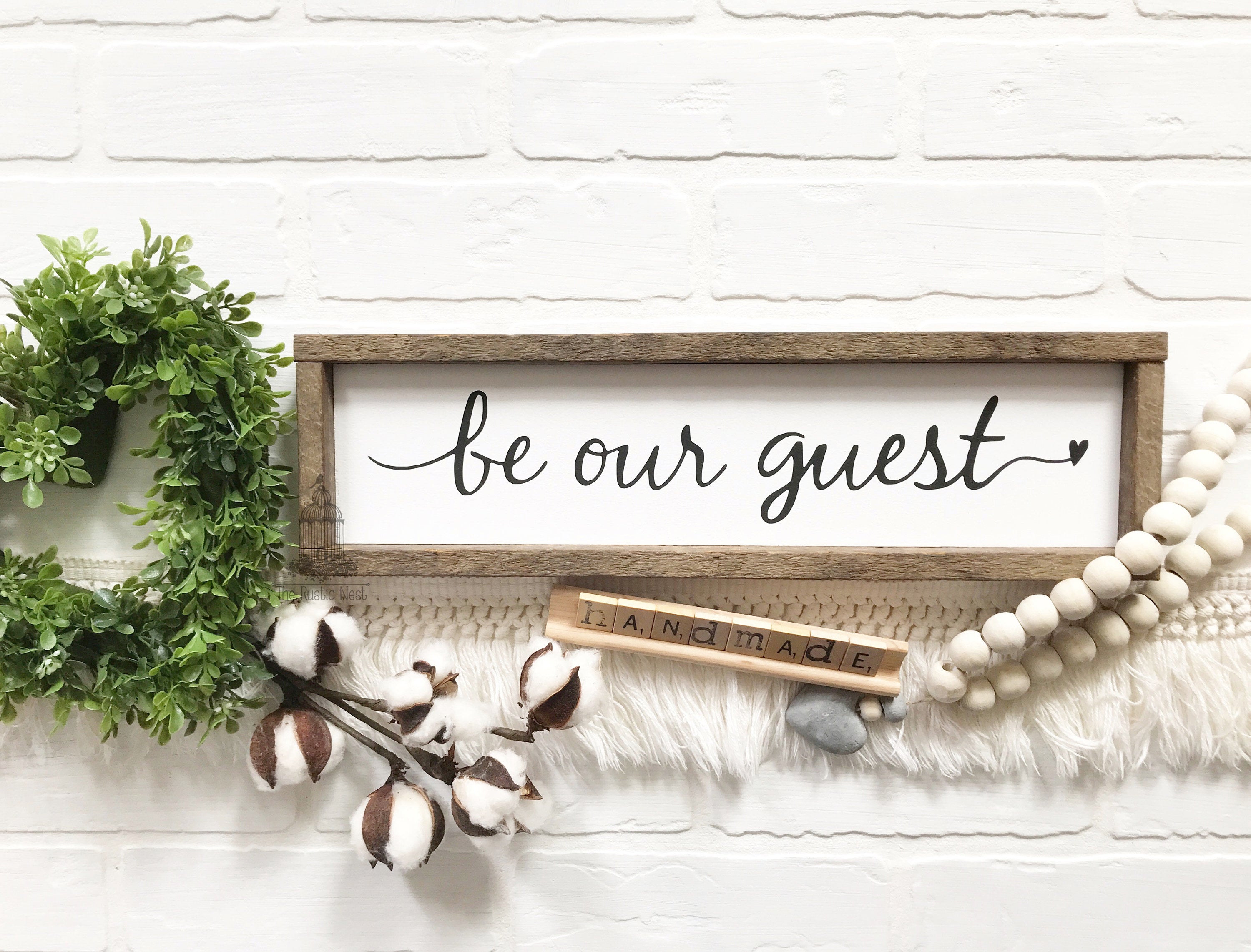 Framed Be Our Guest Wood Sign 15 X3 5 The Rustic Nest