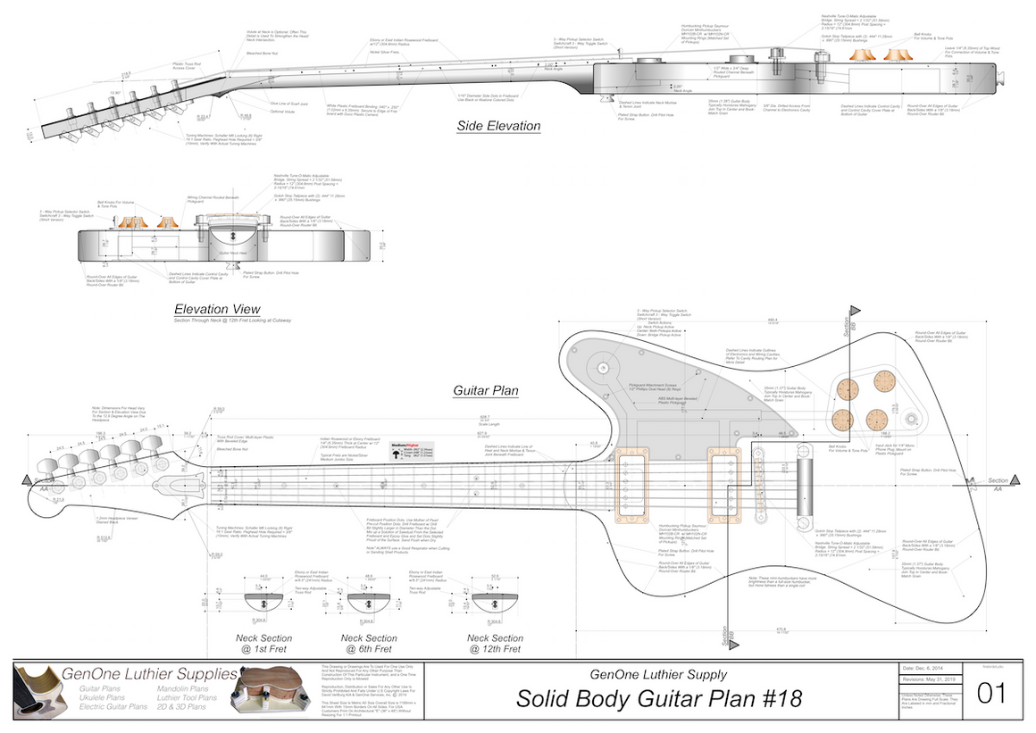 Solid Body Electric Guitar Plans Genone Luthier Services 