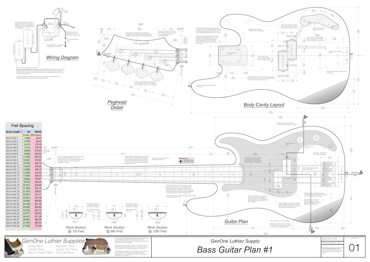 Solid Body Electric Bass - GenOne Luthier Services