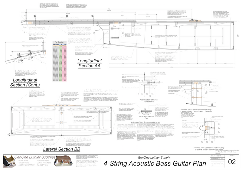 4-String Acoustic Bass Guitar Plans - GenOne Luthier Services