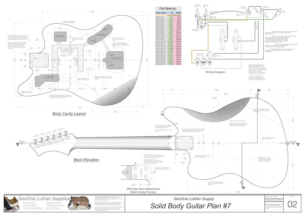 Solid Body Electric Guitar Plan #15 - GenOne Luthier Services