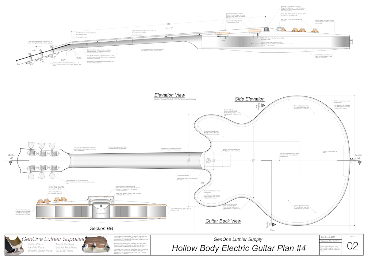 Hollow Body Electric Guitar Plan 4 Genone Luthier Services